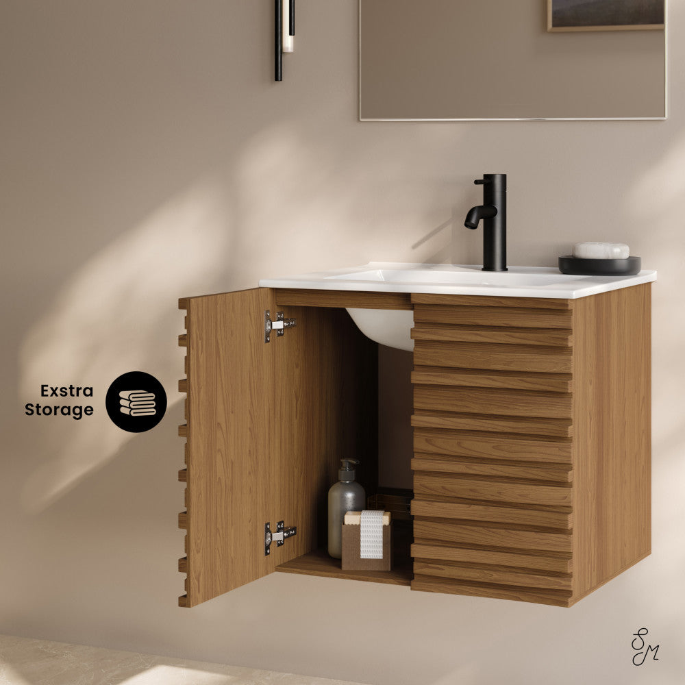 Brown Oak / White / 1-Hole