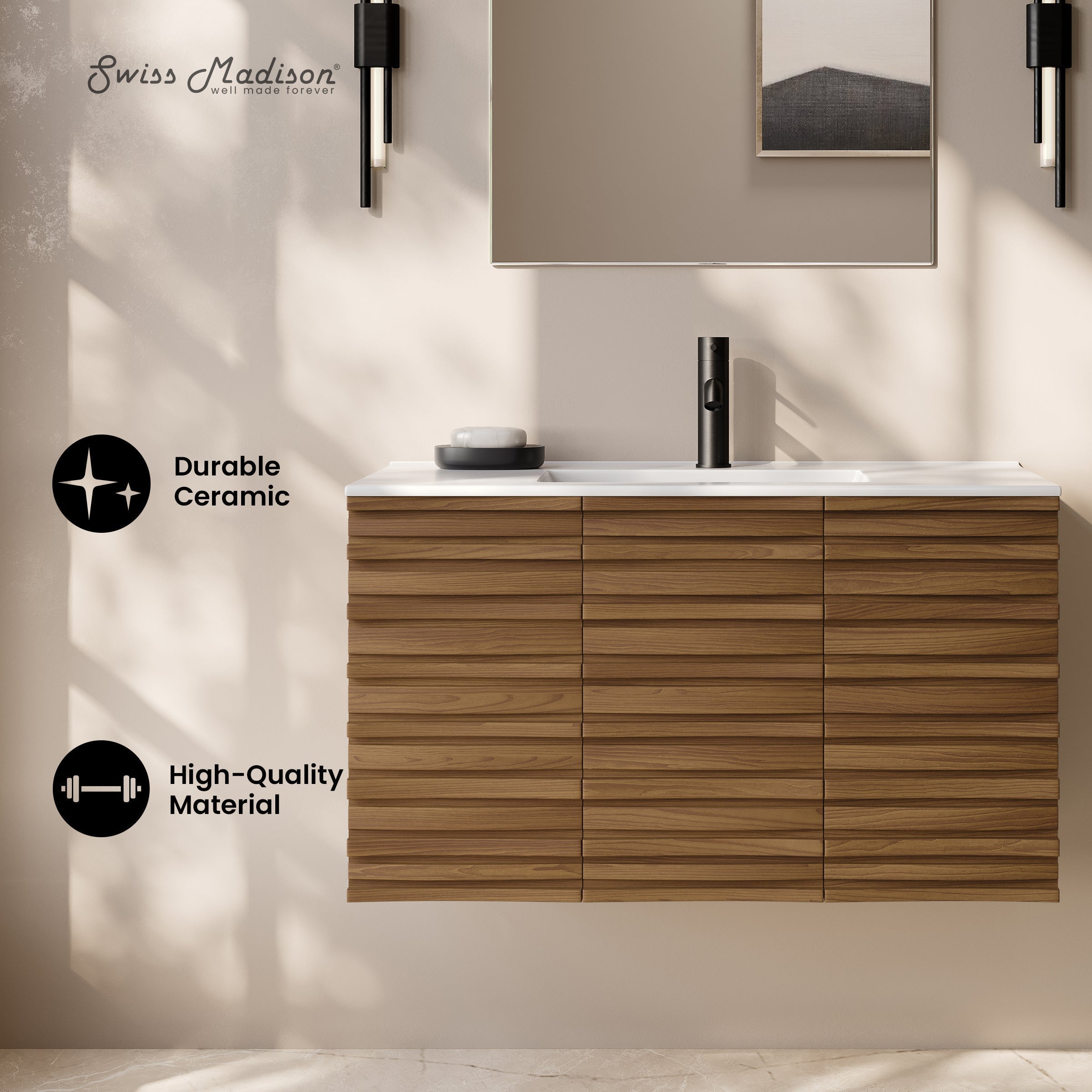 Brown Oak / White / 1-Hole