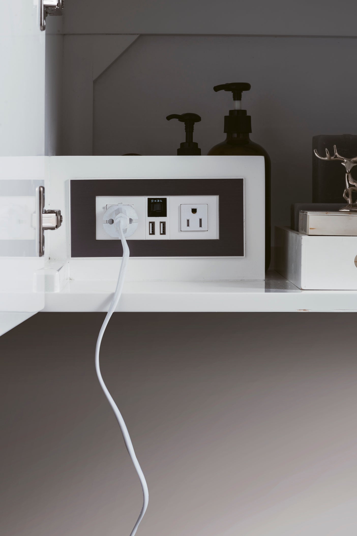 Glossy White / Brushed Nickel / Glossy White - 1 Faucet Hole