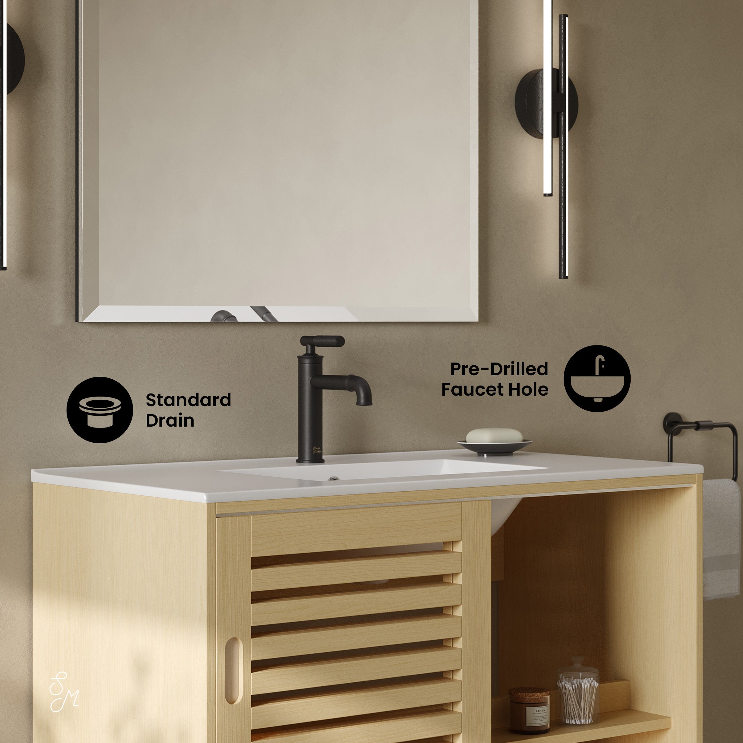 Natural Oak / White / 1-Hole