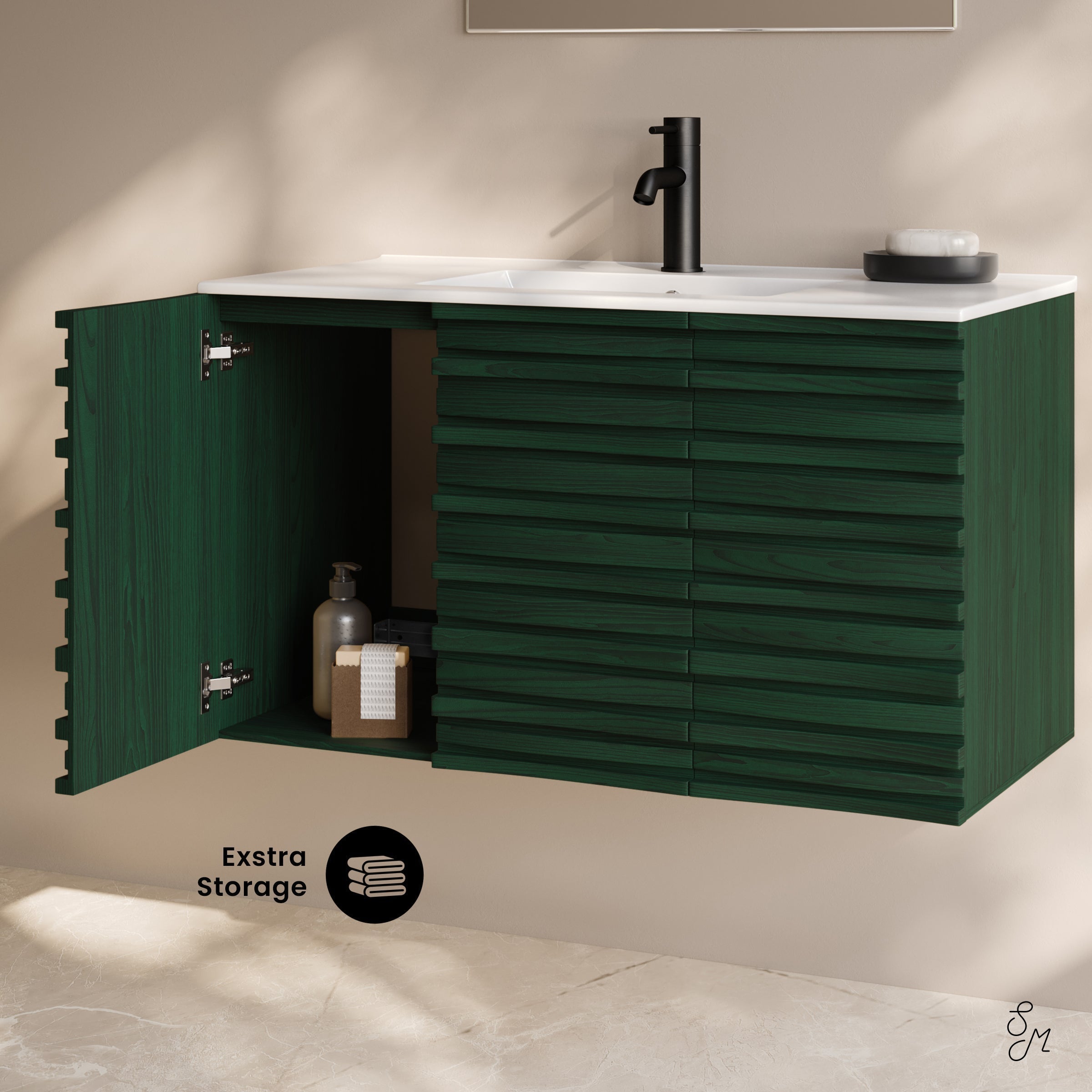 Green Oak / White / 1-Hole