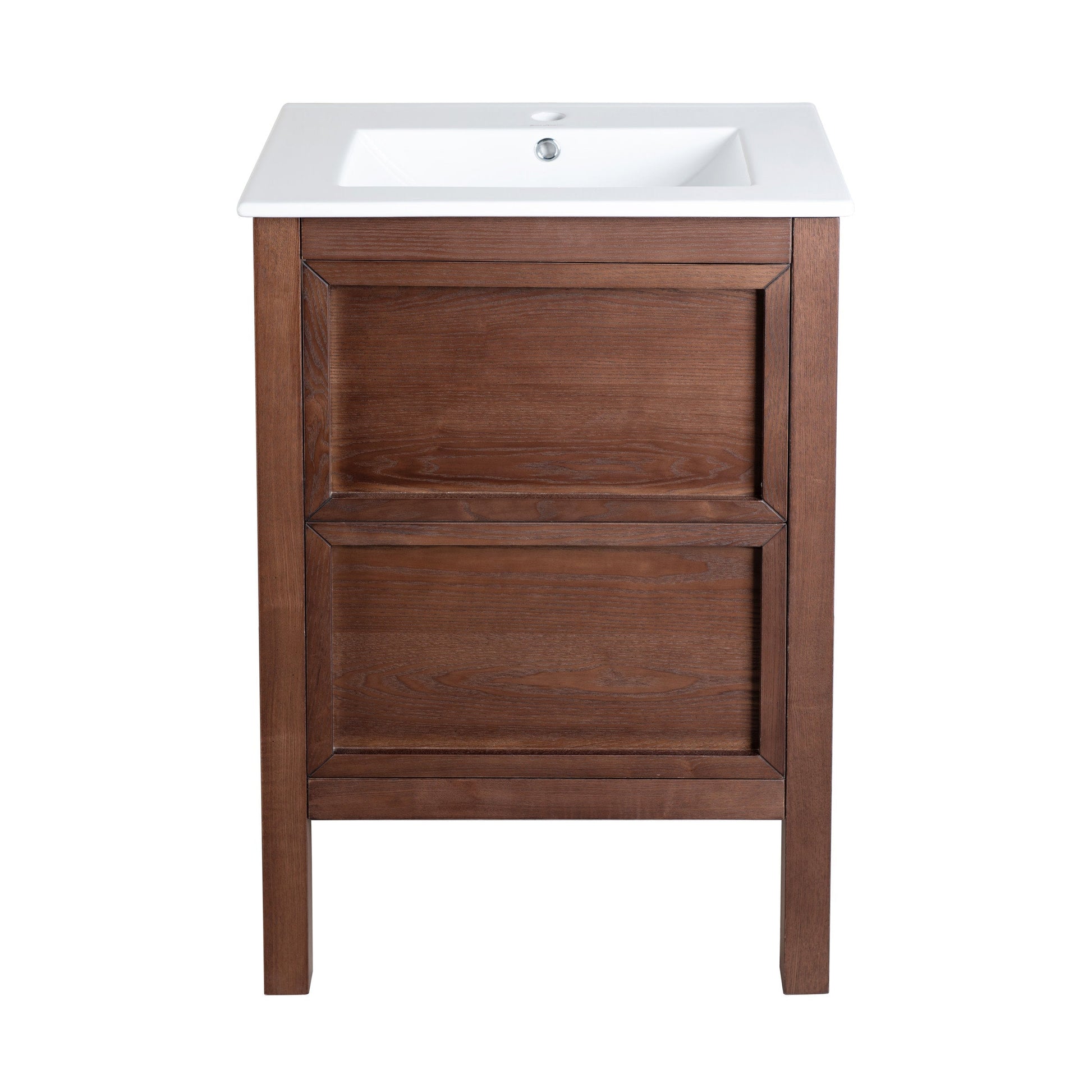 Brown Walnut / White / 1-Hole