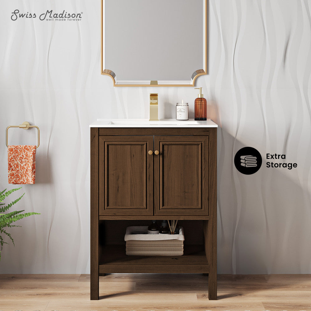 Brown Oak / White / 1-Hole