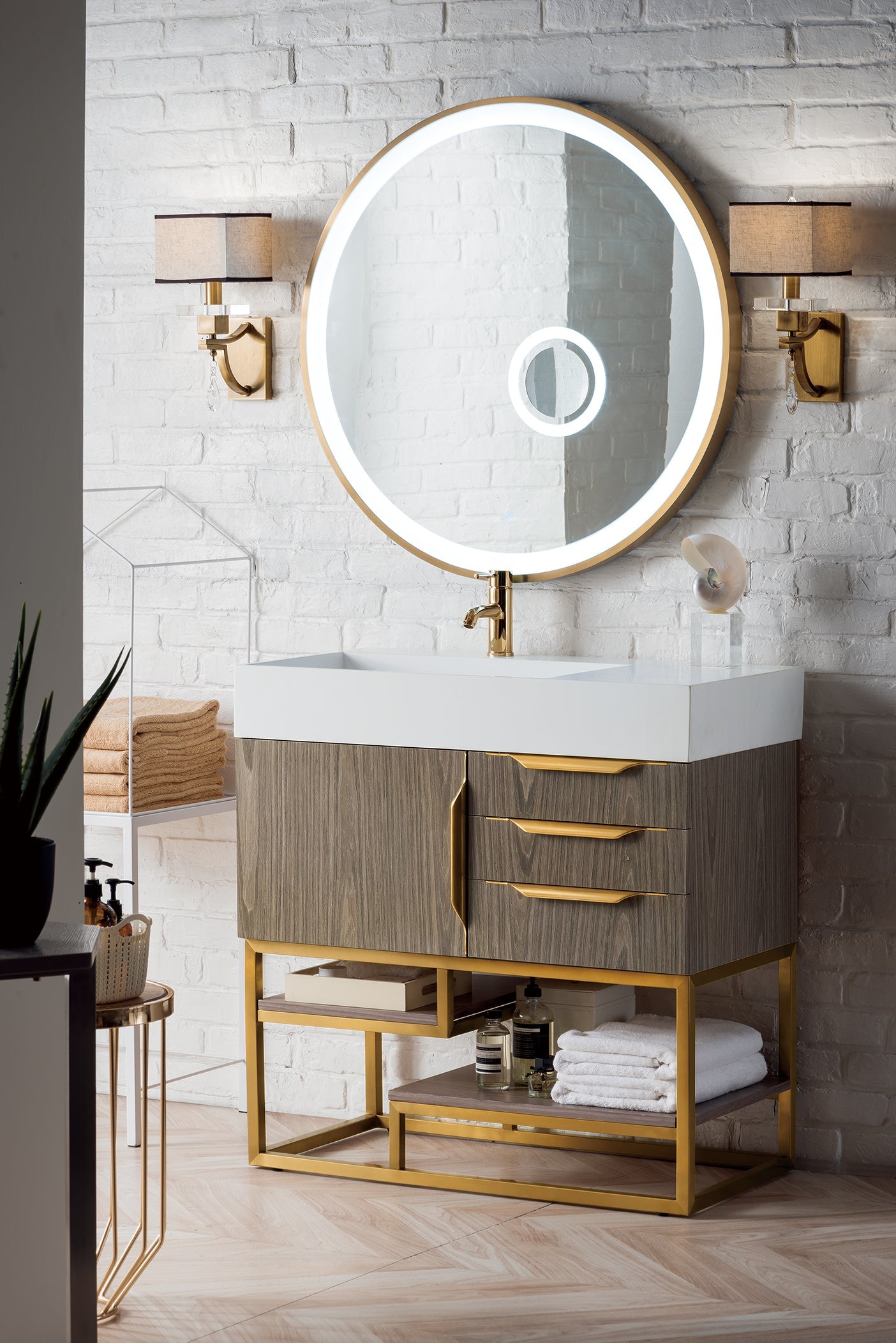 Ash Gray / Radiant Gold / Glossy White - 1 Faucet Hole