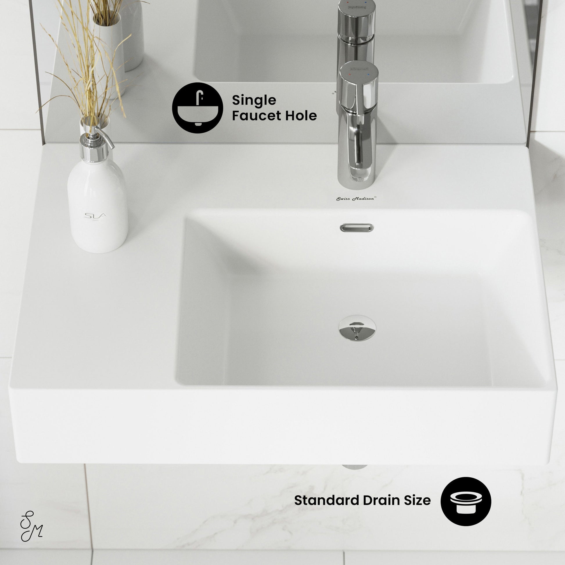Glossy White / 1-Hole / Right