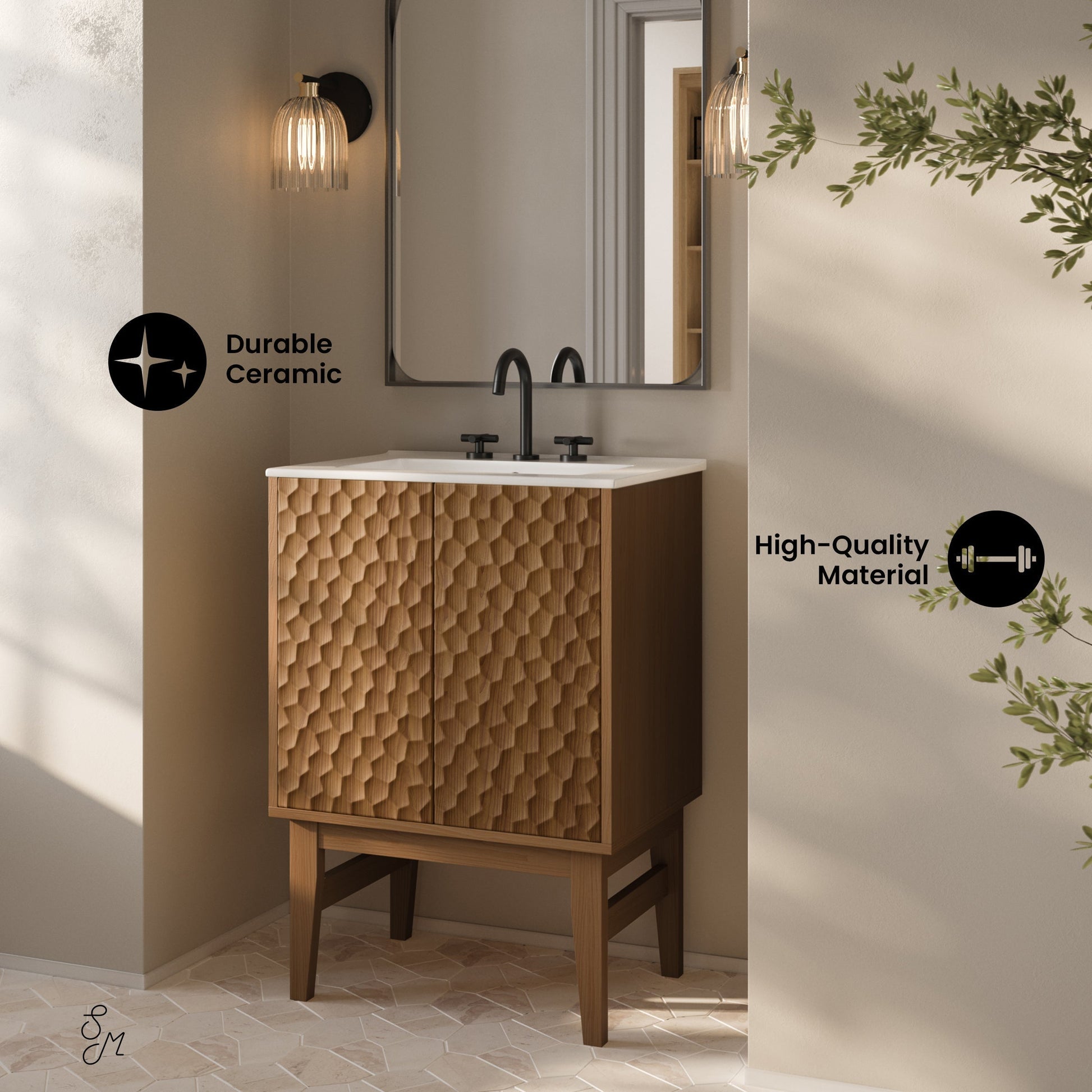Brown Oak / White / 3-Hole