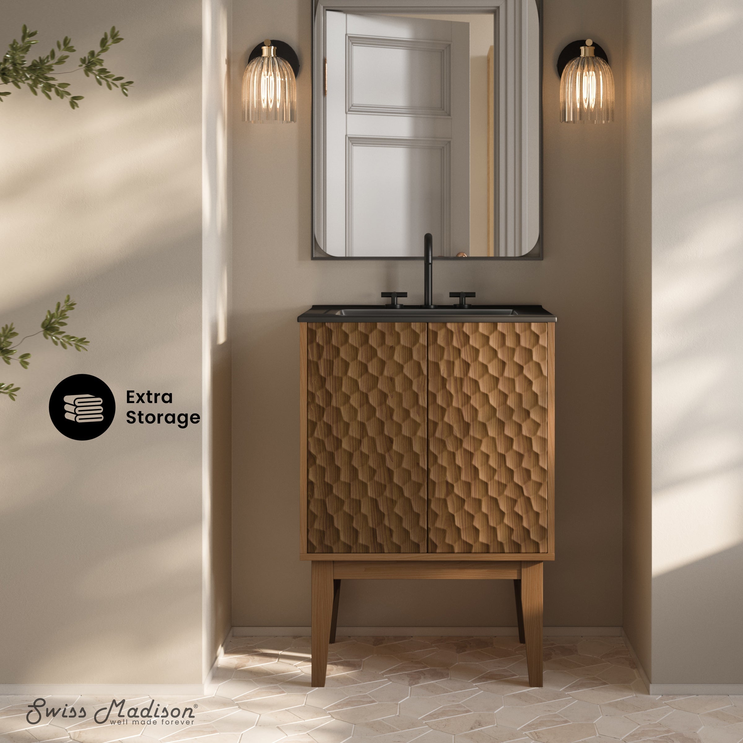 Brown Oak / Matte Black / 3-Hole