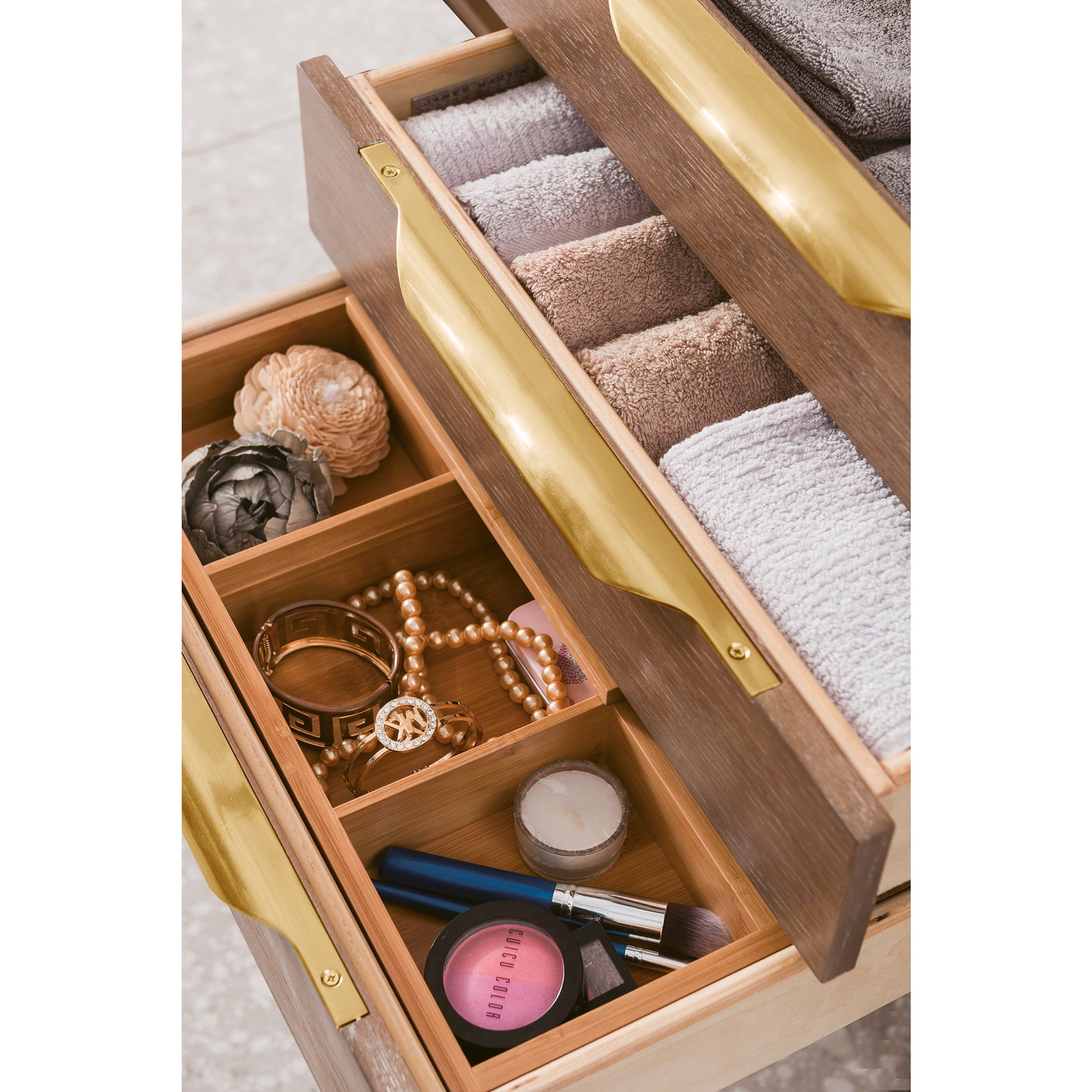 Latte Oak / Radiant Gold / Glossy White - 1 Faucet Hole