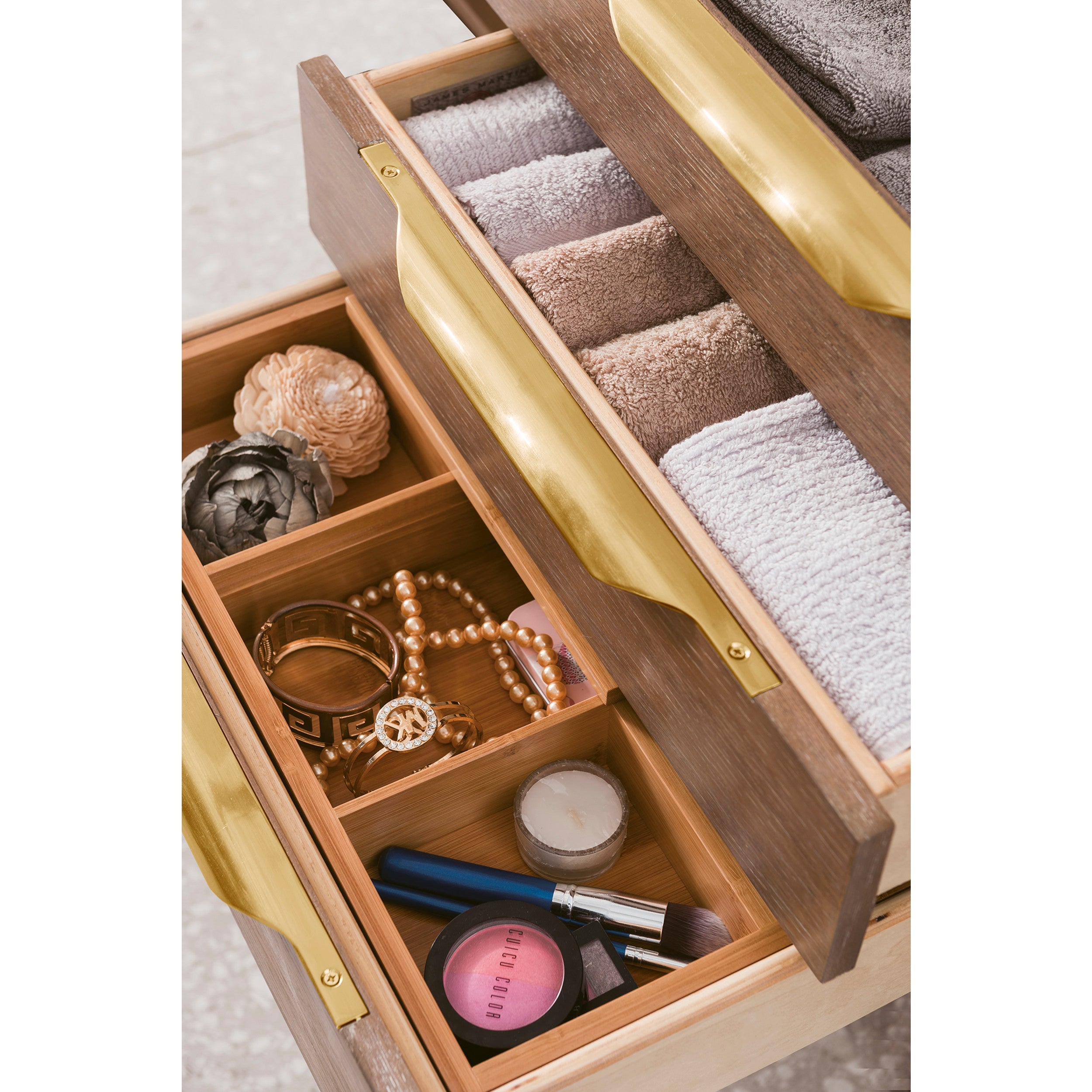 Latte Oak / Radiant Gold / Glossy White - 1 Faucet Hole