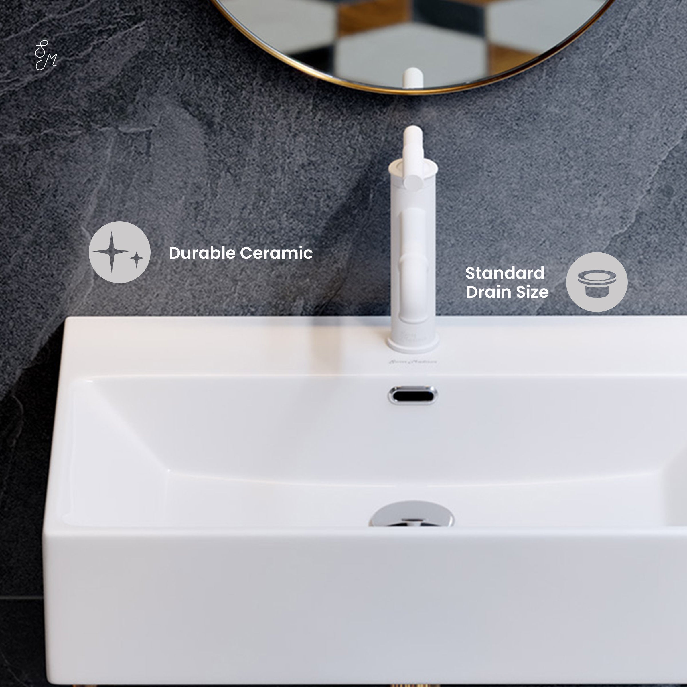 Brushed Gold / White / 1-Hole