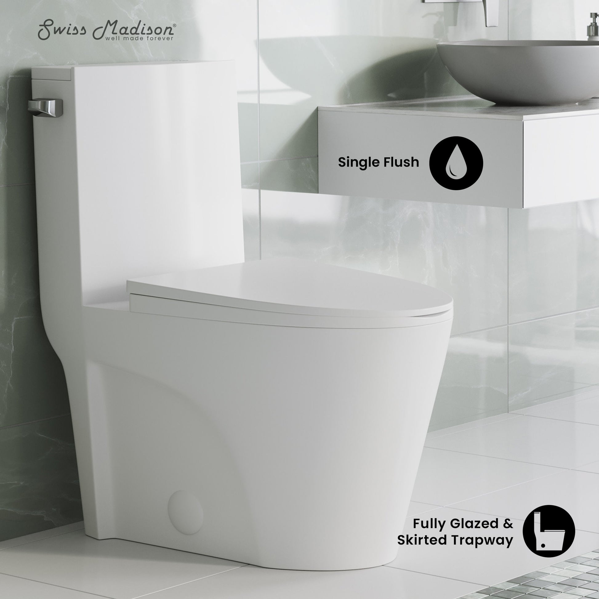 Glossy White / Single - Left / Chrome