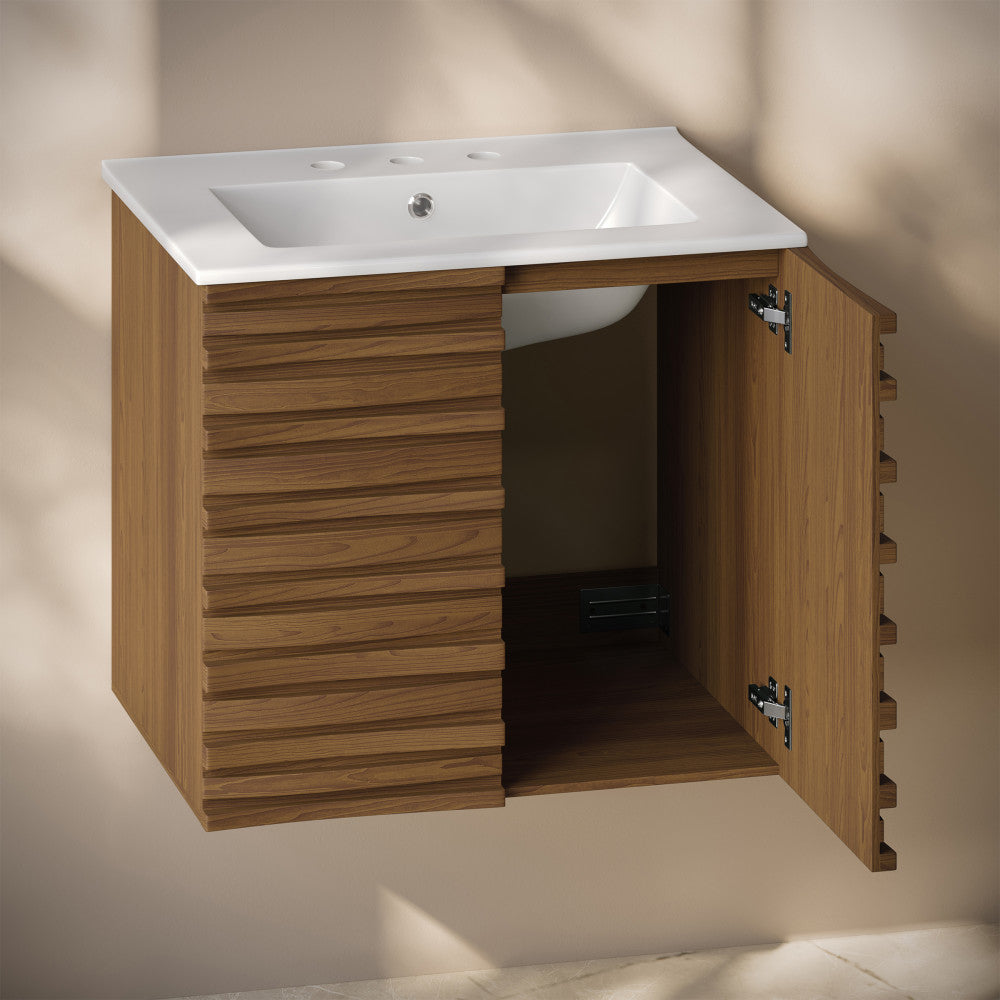 Brown Oak / White / 3-Hole Wide