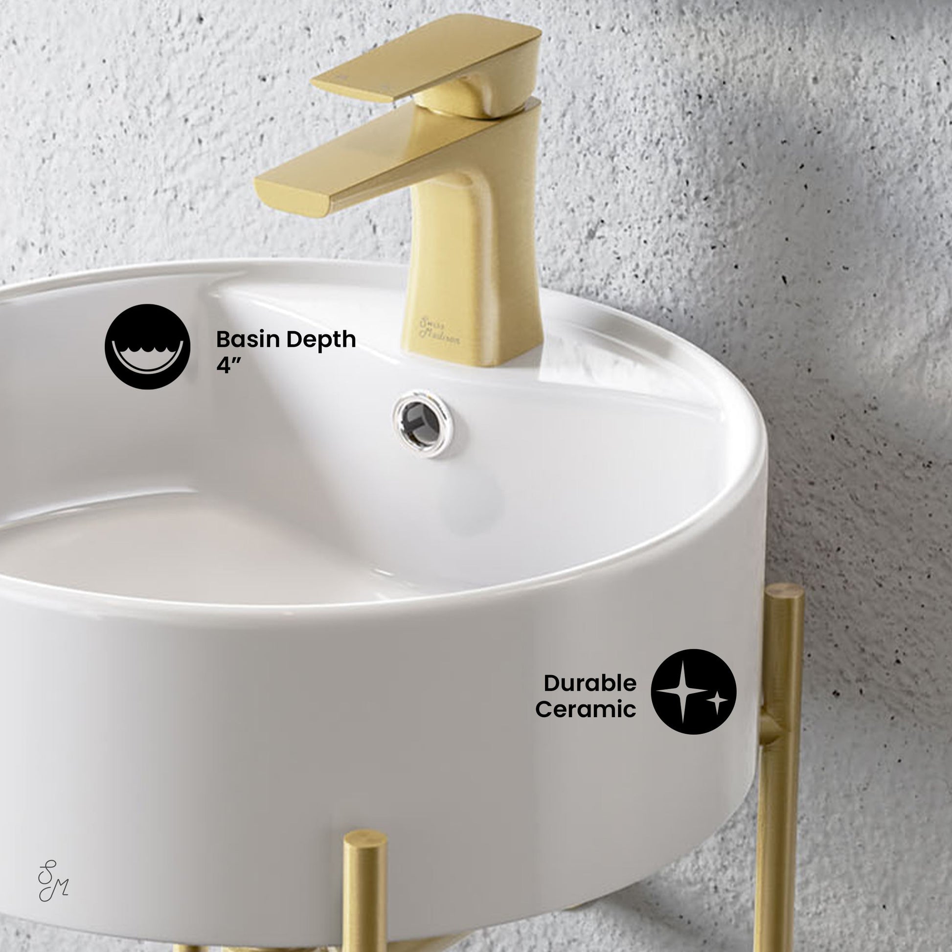 Brushed Gold / White / 1-Hole