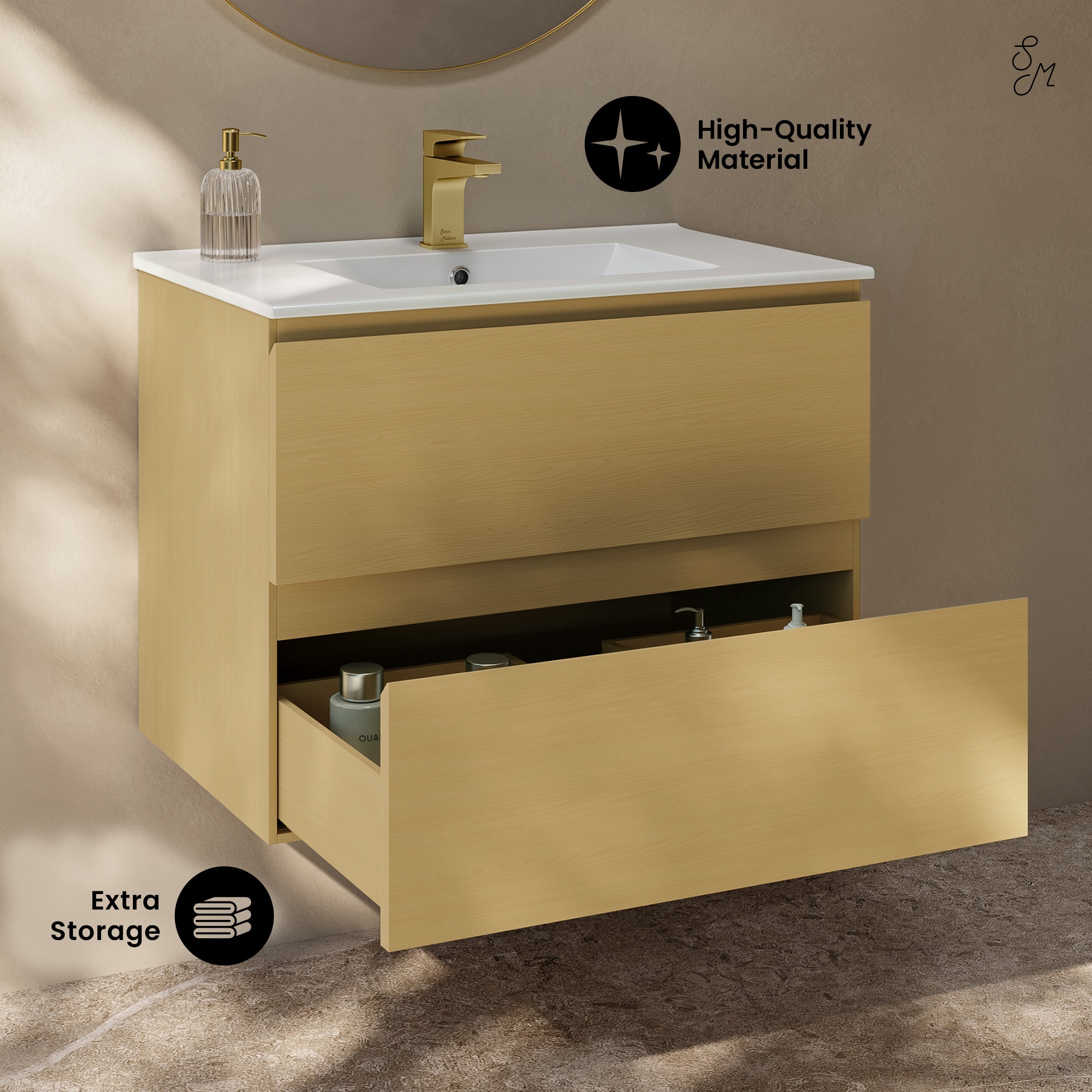 Natural Oak / Glossy White / 1-Hole