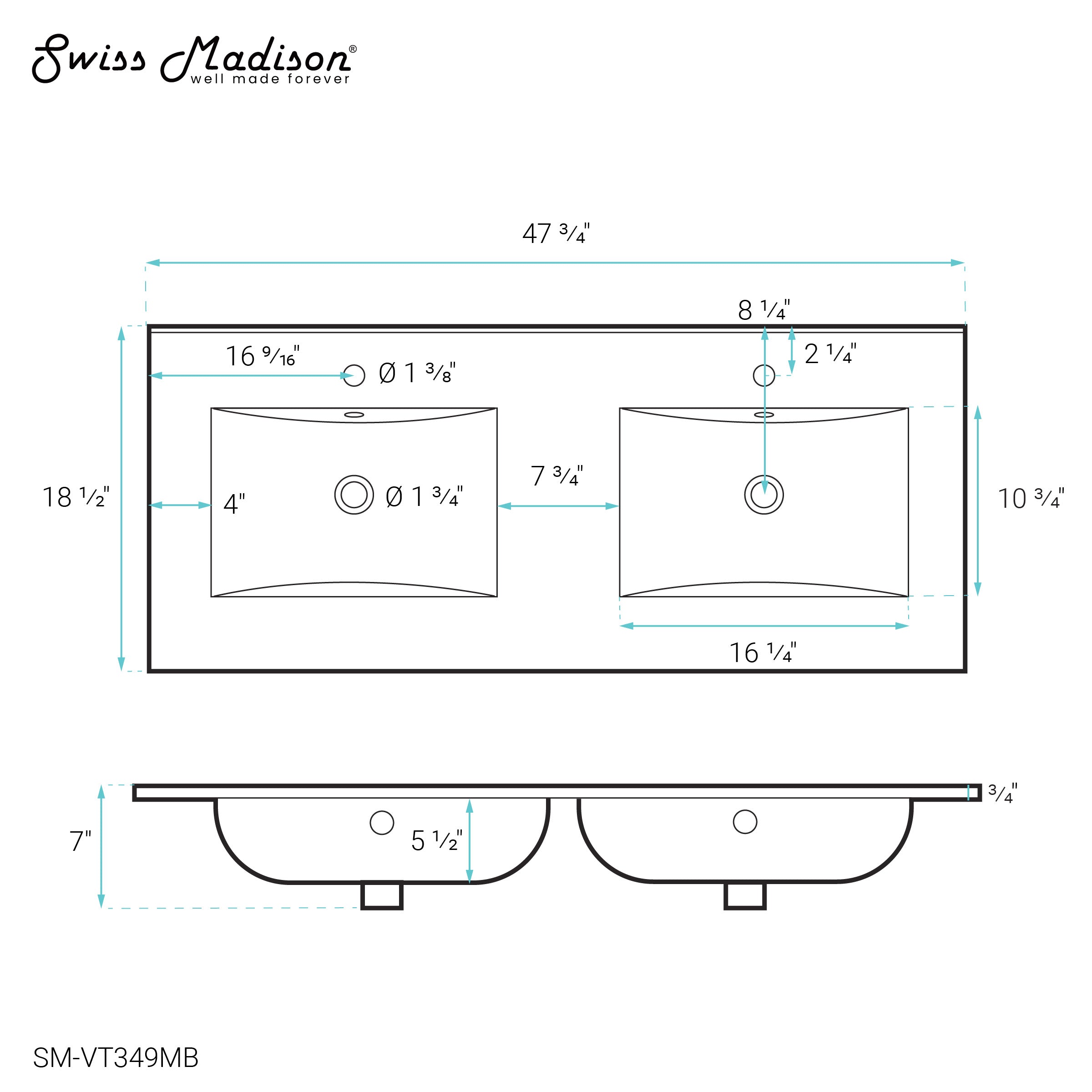 Matte Black / 1-Hole - 2 Basin