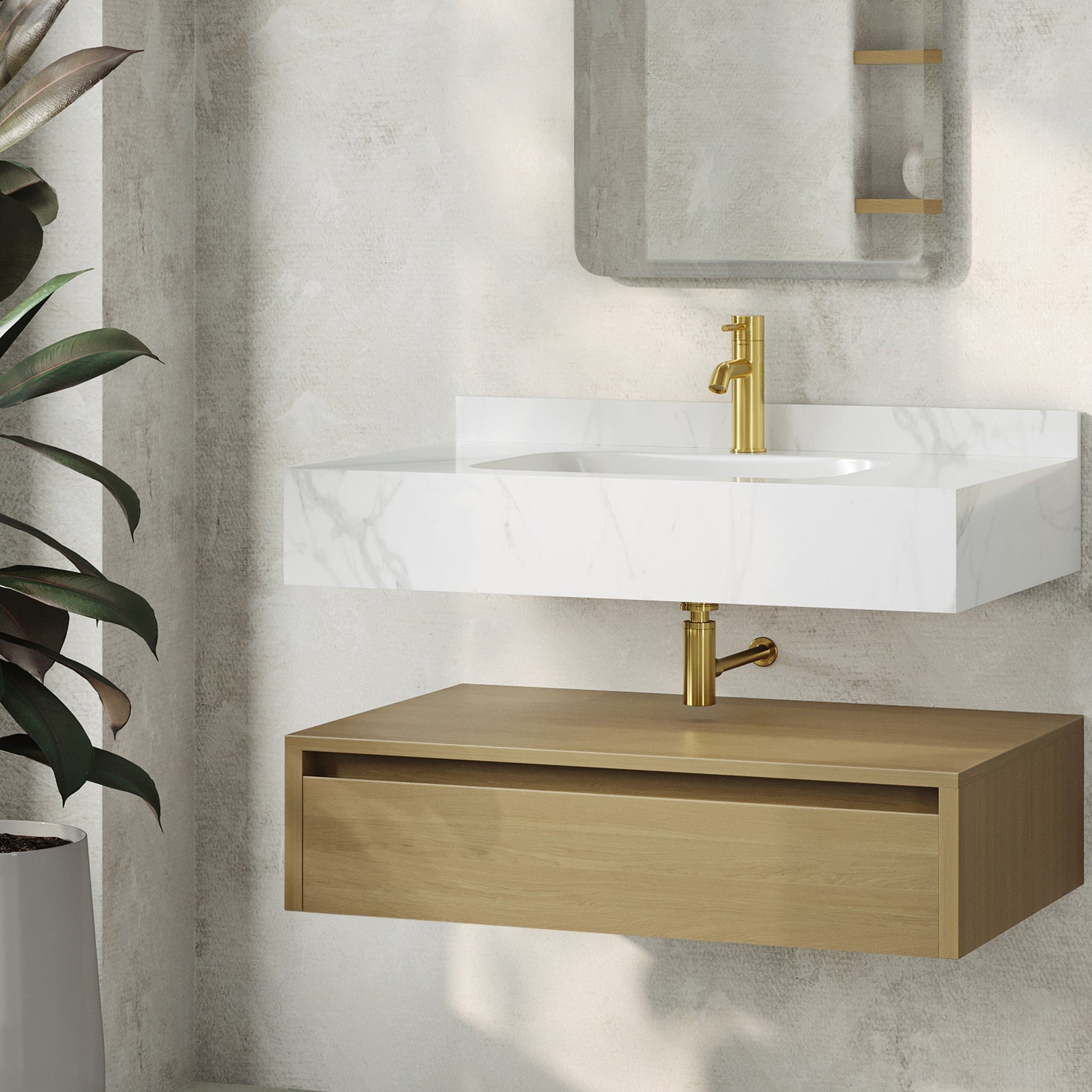 Natural Oak / White Marble