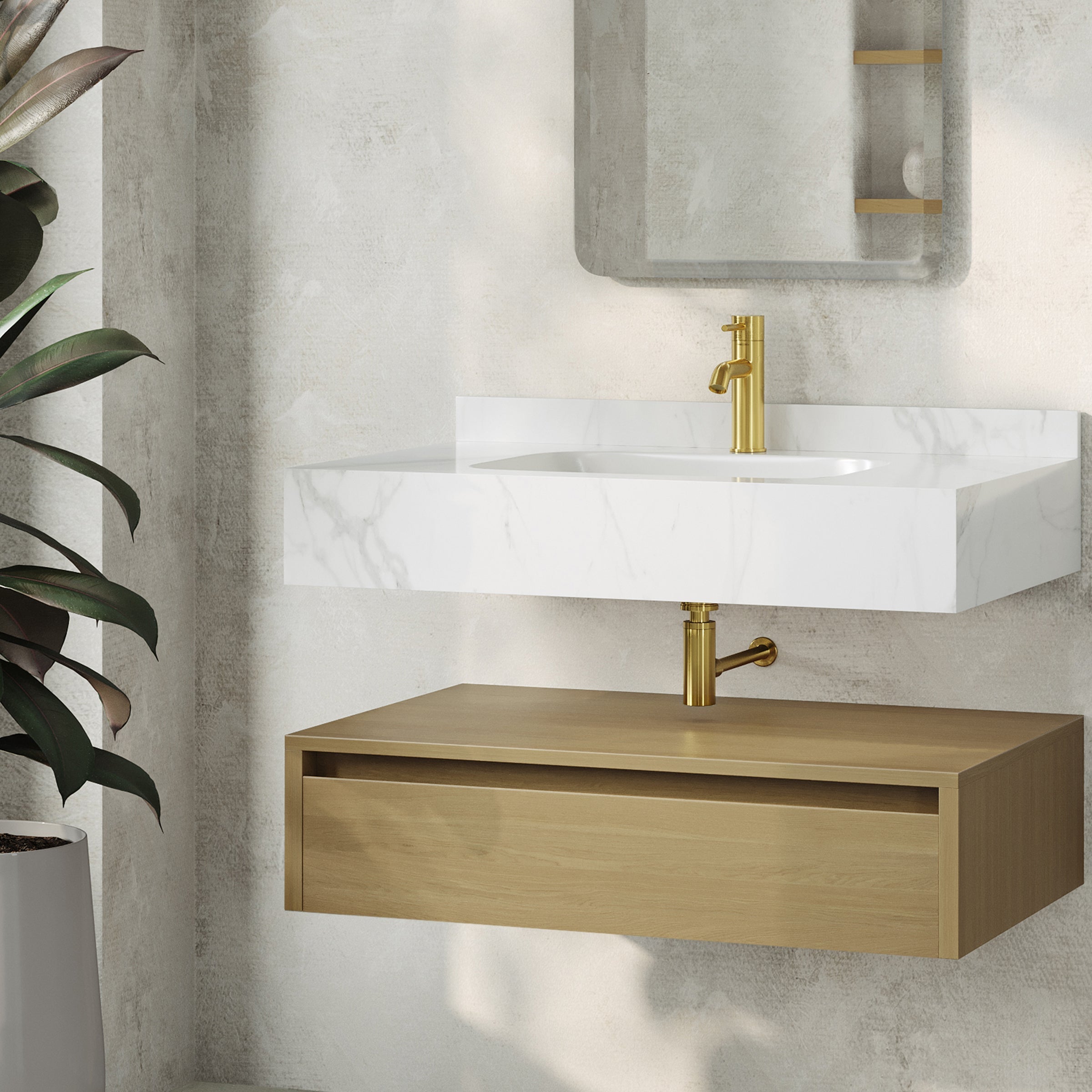 Natural Oak / White Marble