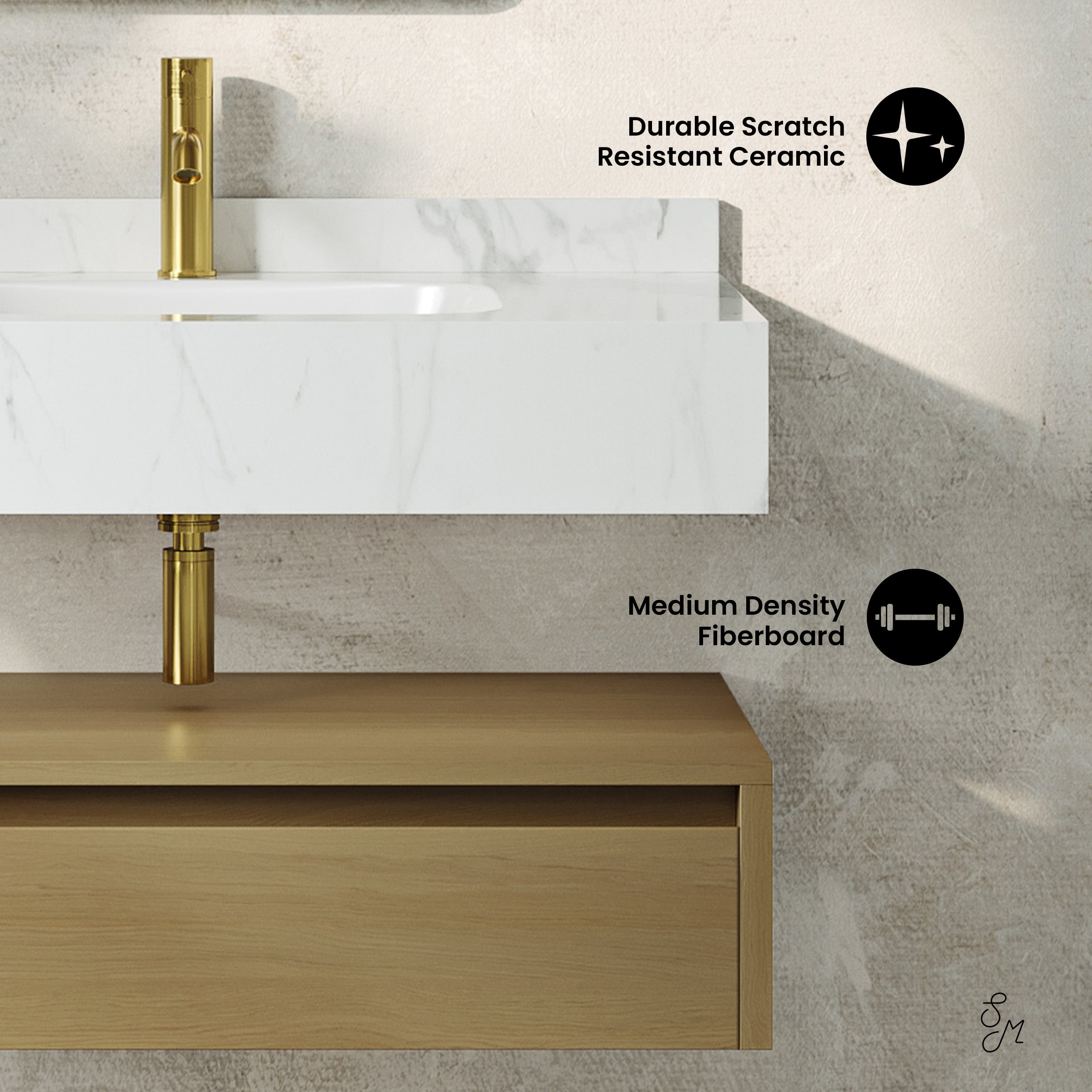 Natural Oak / White Marble