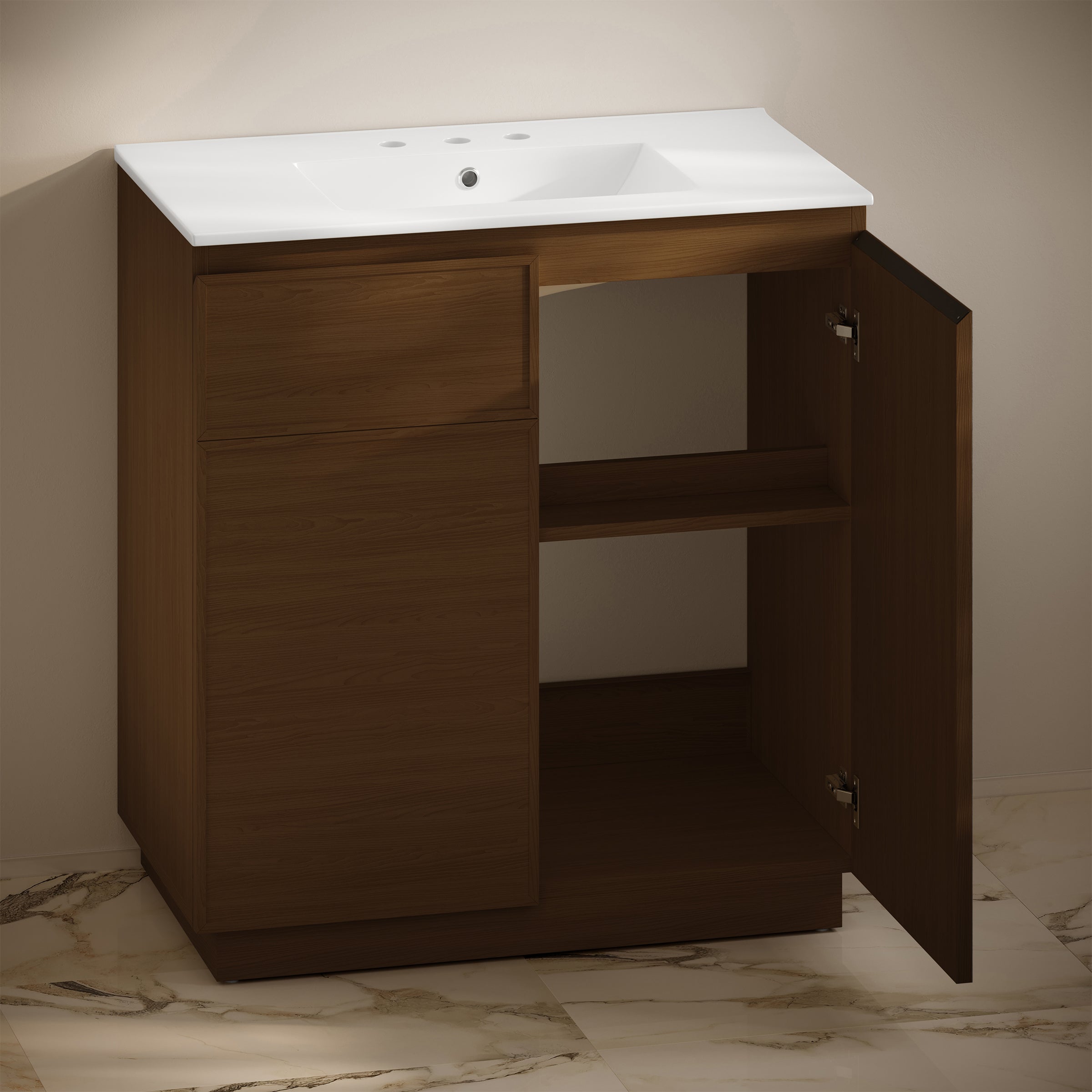 Brown Oak / White / 3-Hole