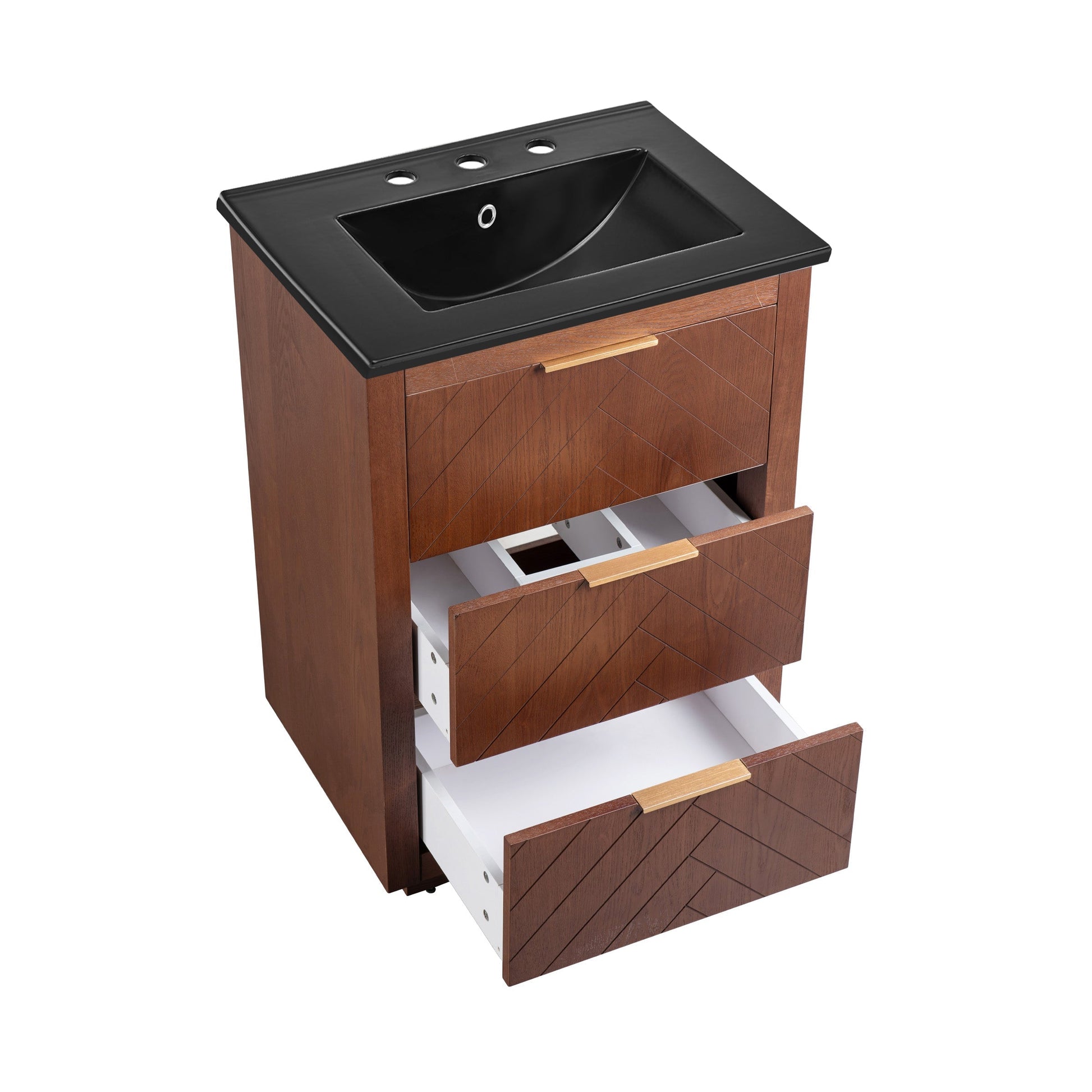 Brown Oak / Black / 3-Hole