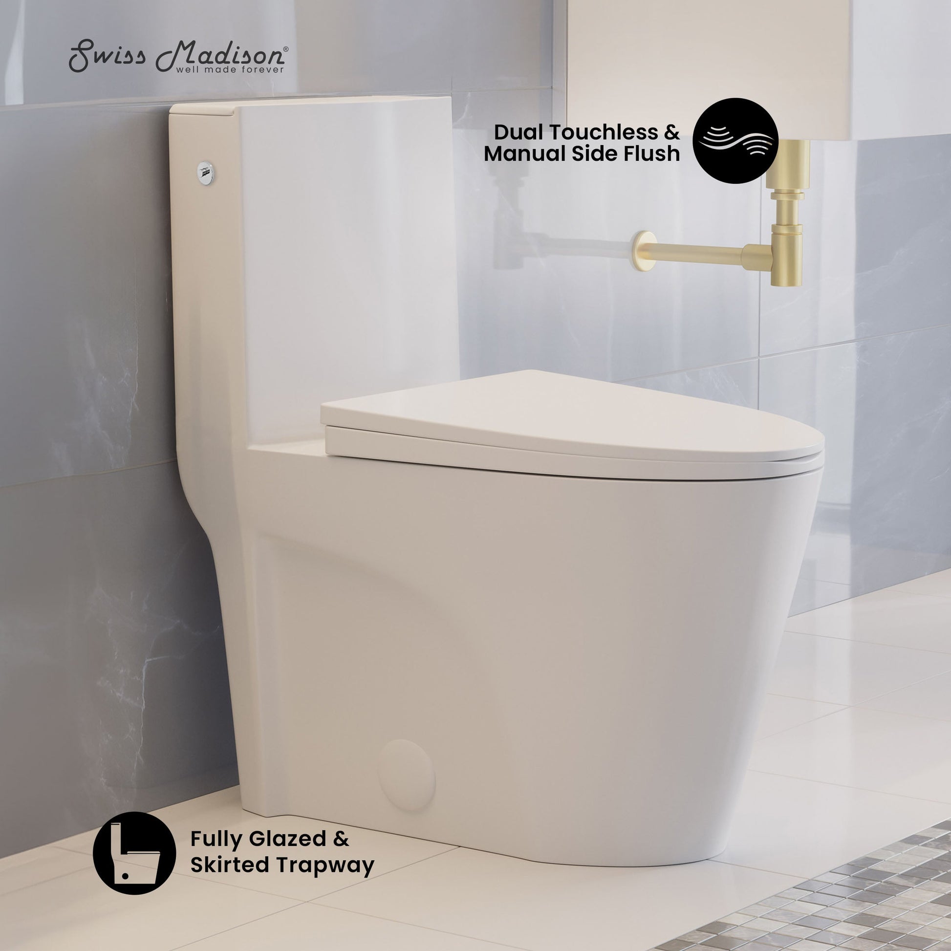 Glossy White / Dual Touchless - Left / Chrome