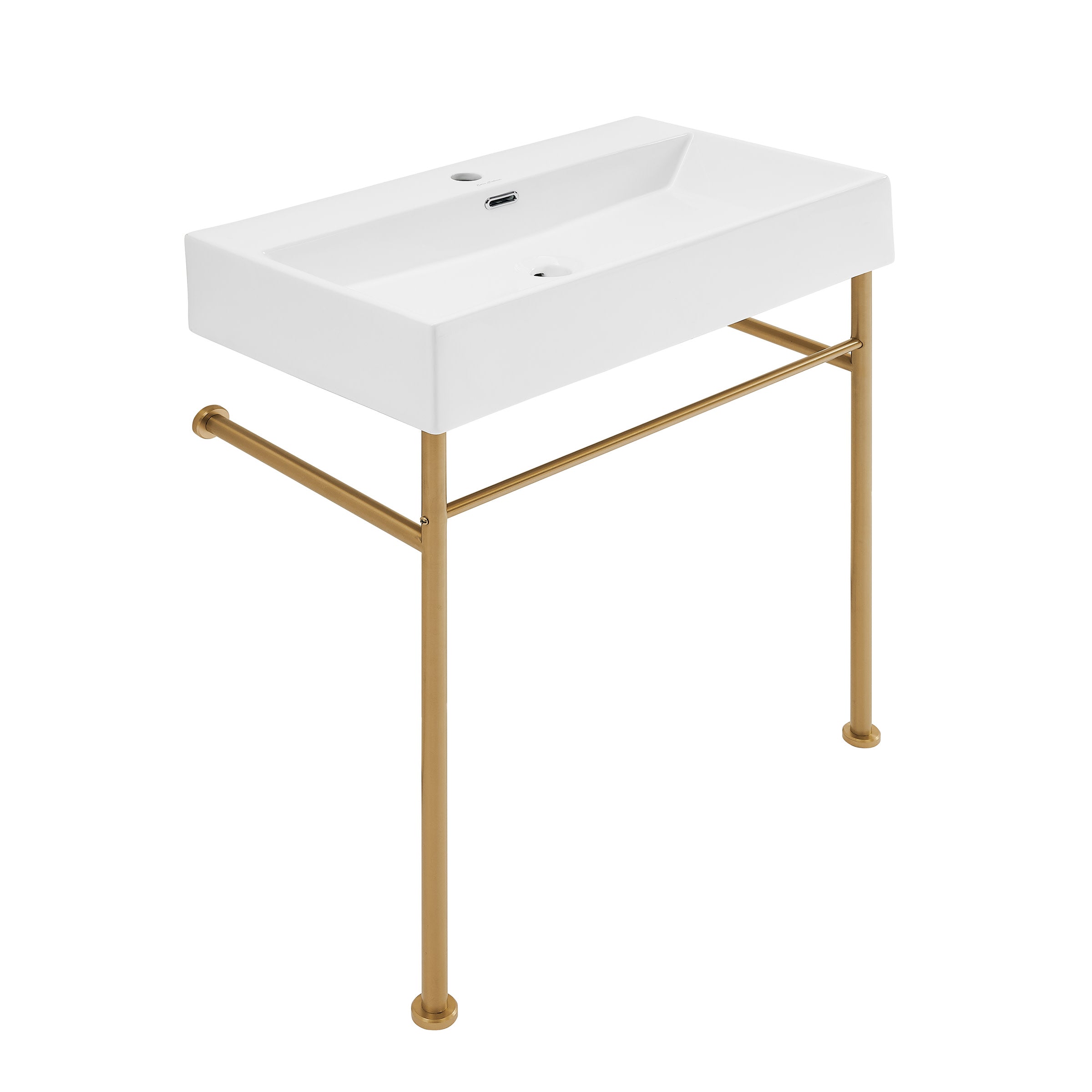 Brushed Gold / White / 1-Hole