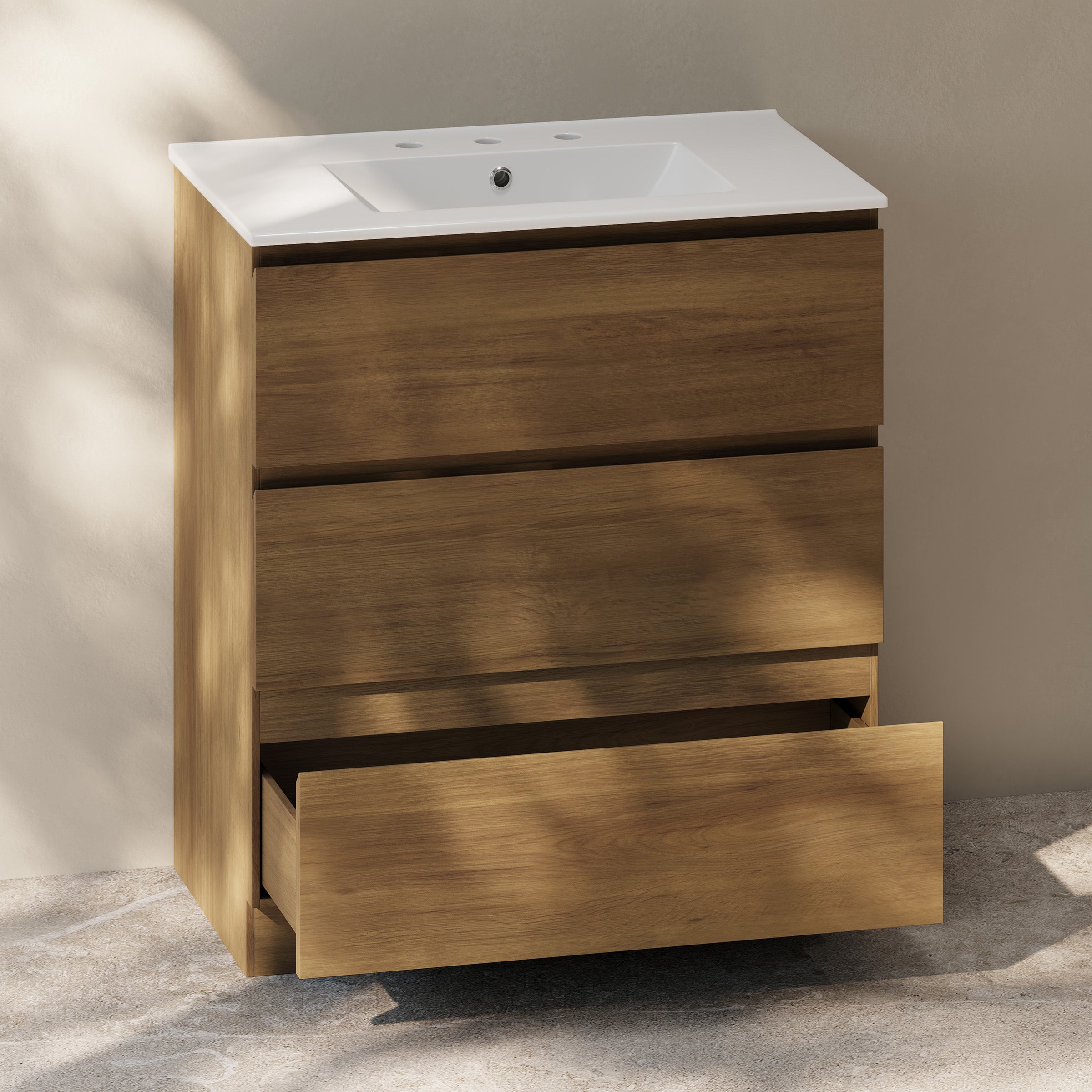 Brown Oak / Glossy White / 3-Hole