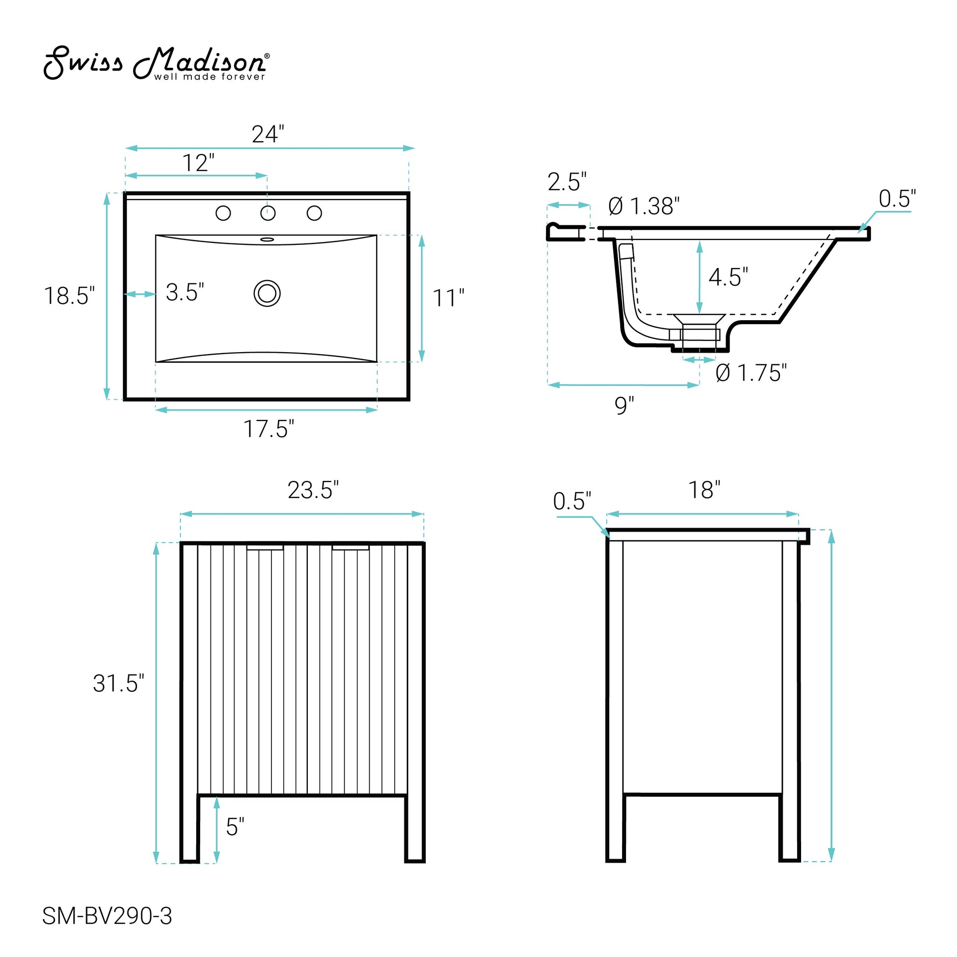 White / White / 3-Hole