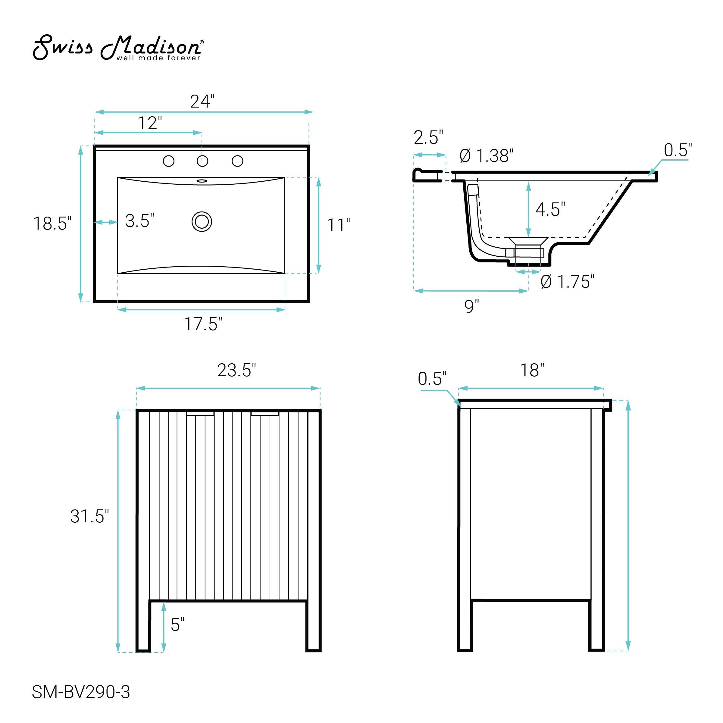 White / White / 3-Hole
