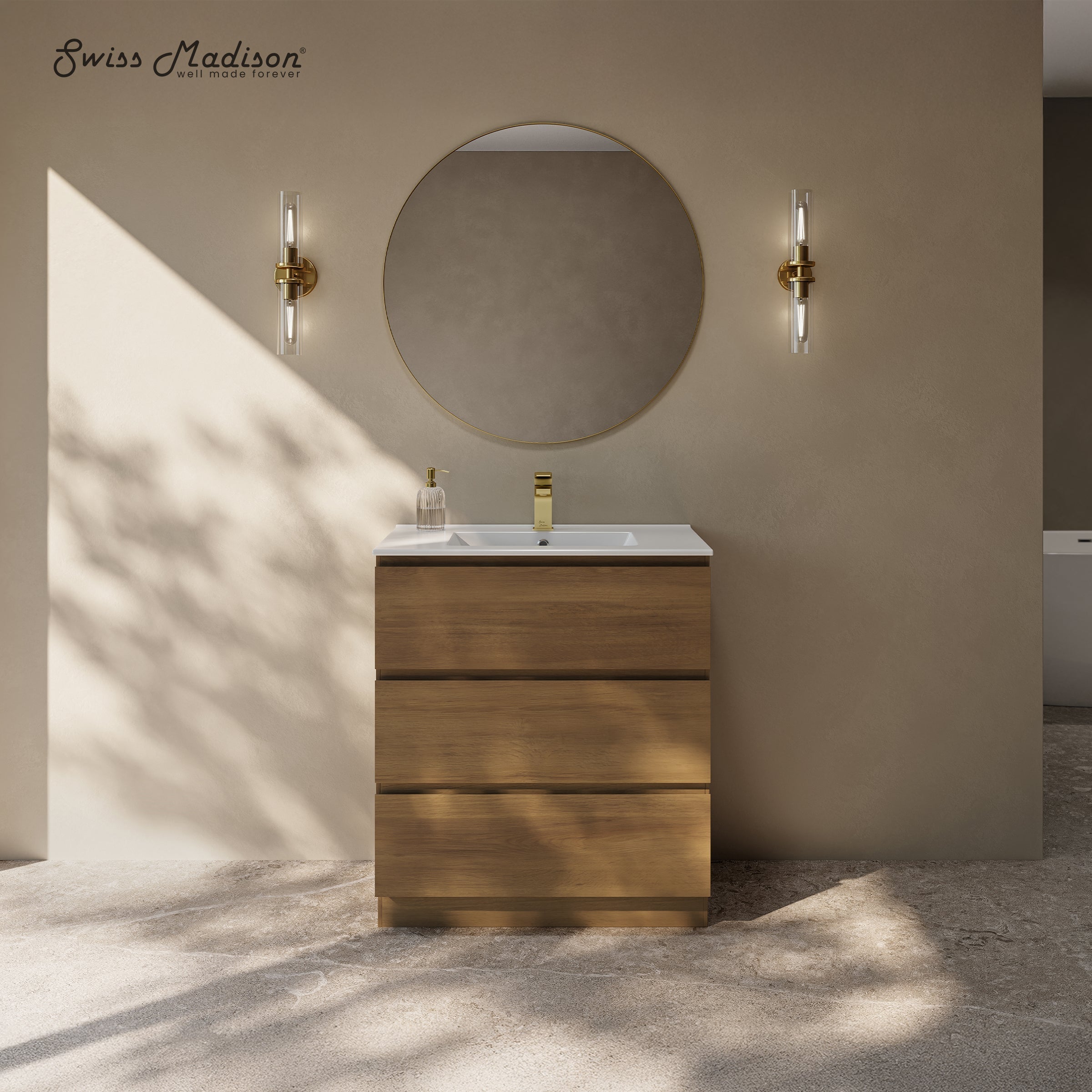 Brown Oak / Glossy White / 1-Hole