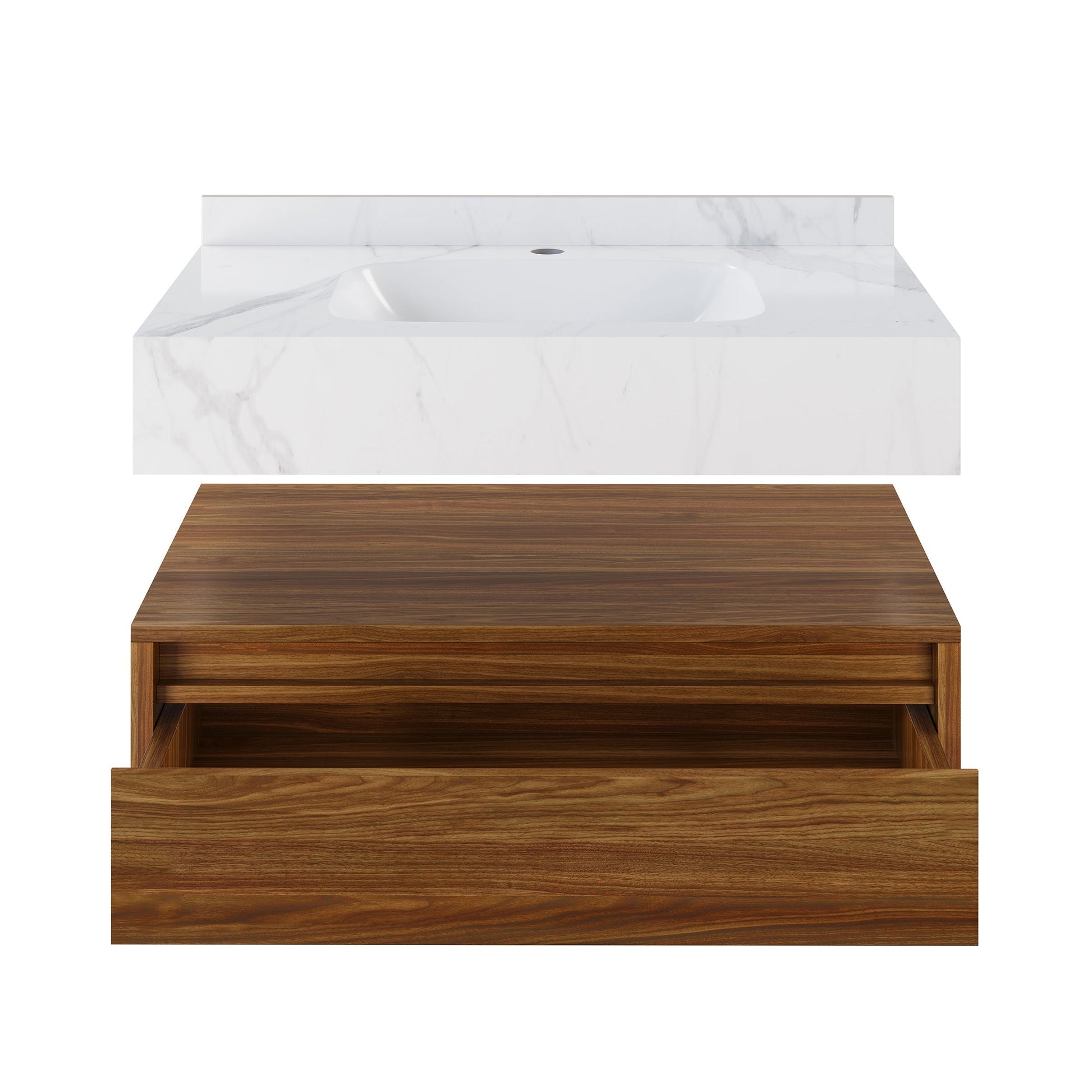 Brown Oak / White Marble
