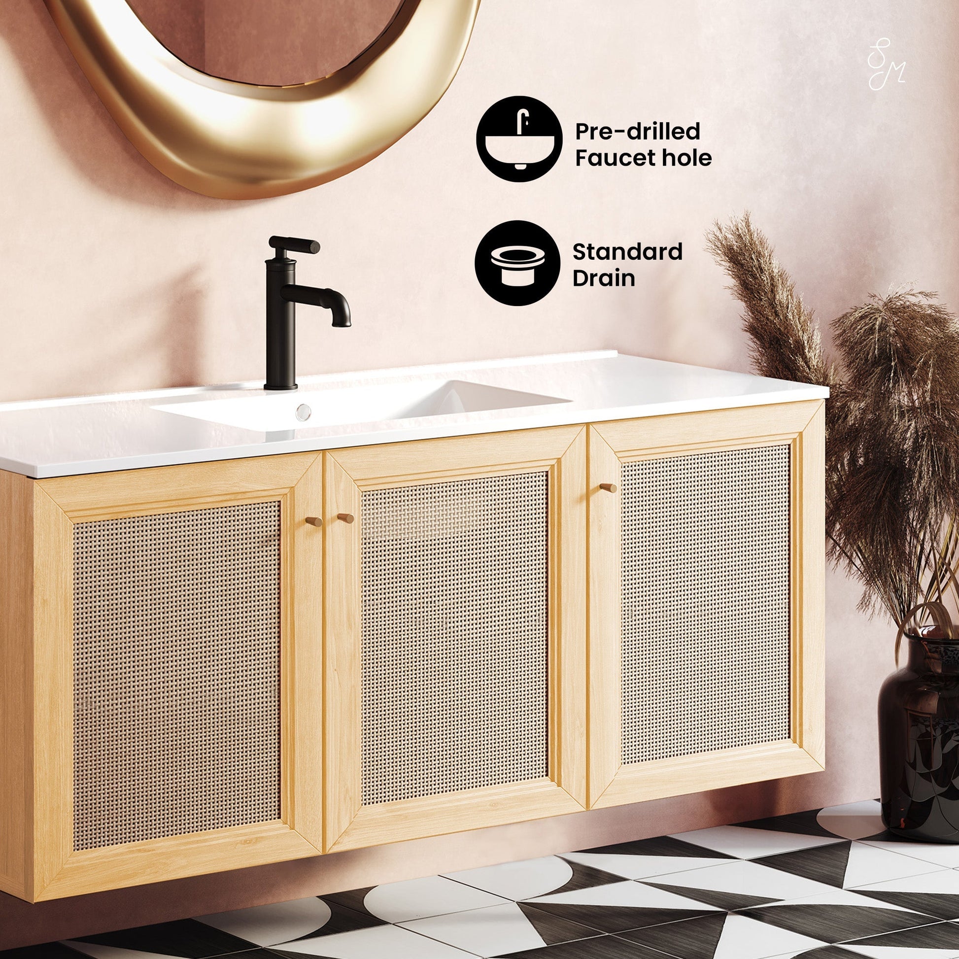 Natural Oak / White / 1-Hole