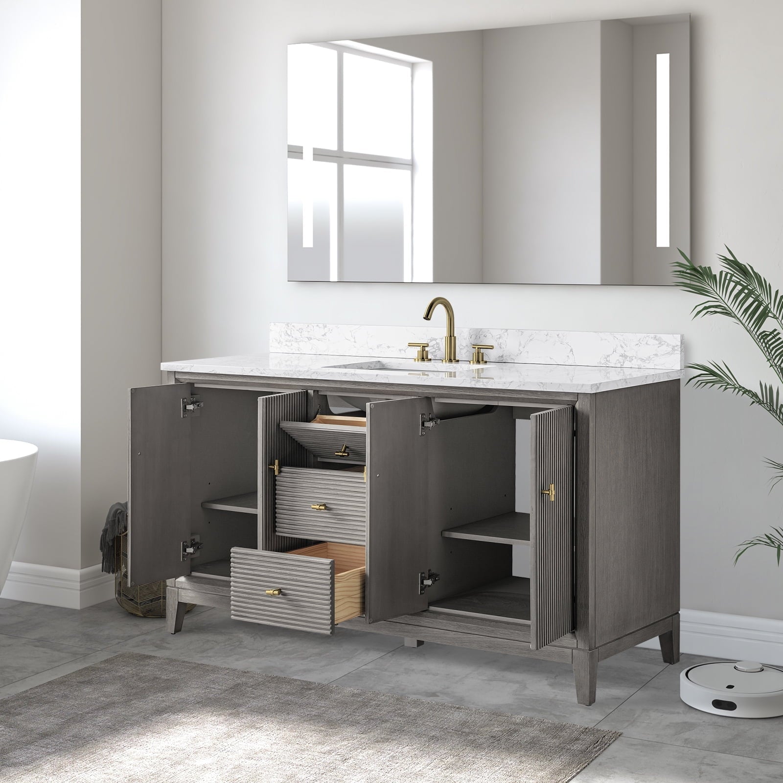 Linear Driftwood Gray / Golden Brushed