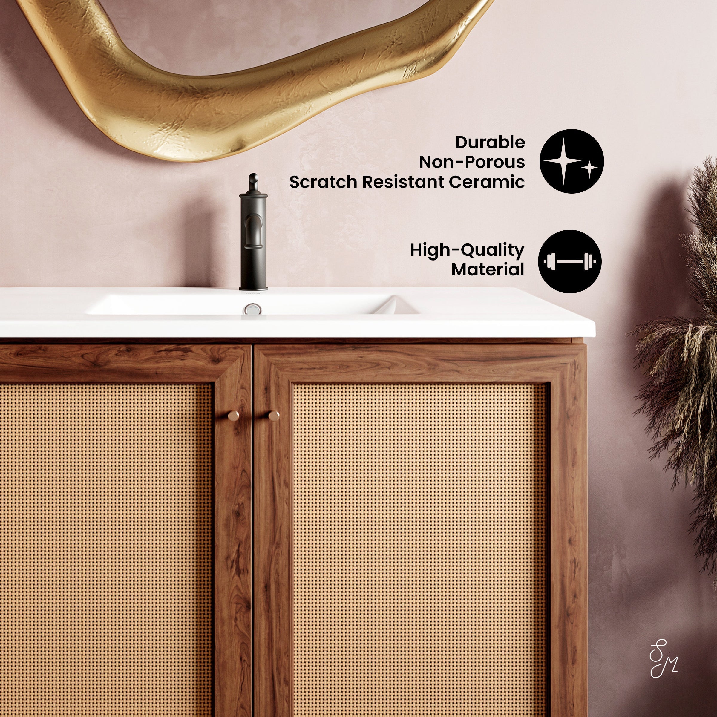 Brown Oak / White / 1-Hole
