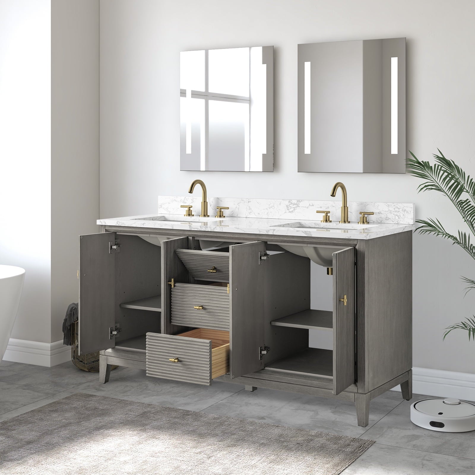 Linear Driftwood Gray / Golden Brushed