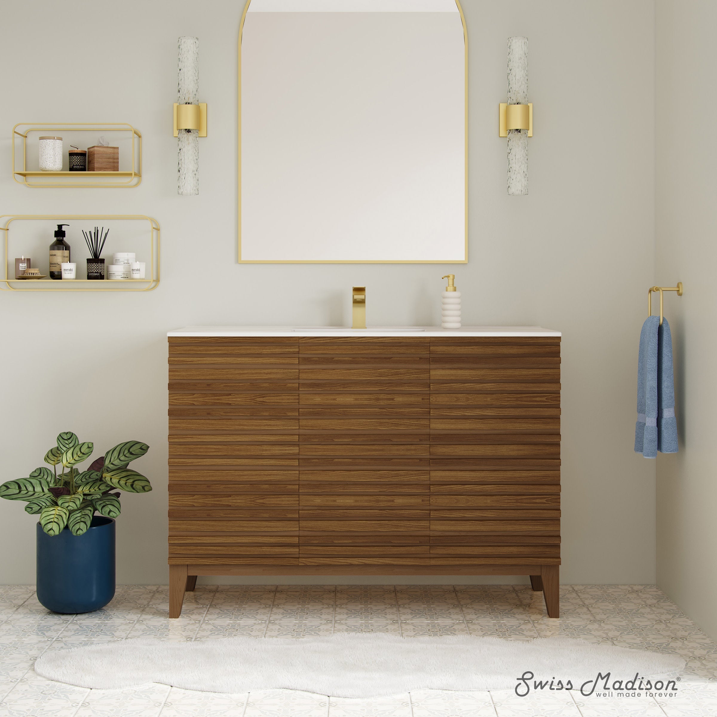 Brown Oak / Glossy White / 1-Hole