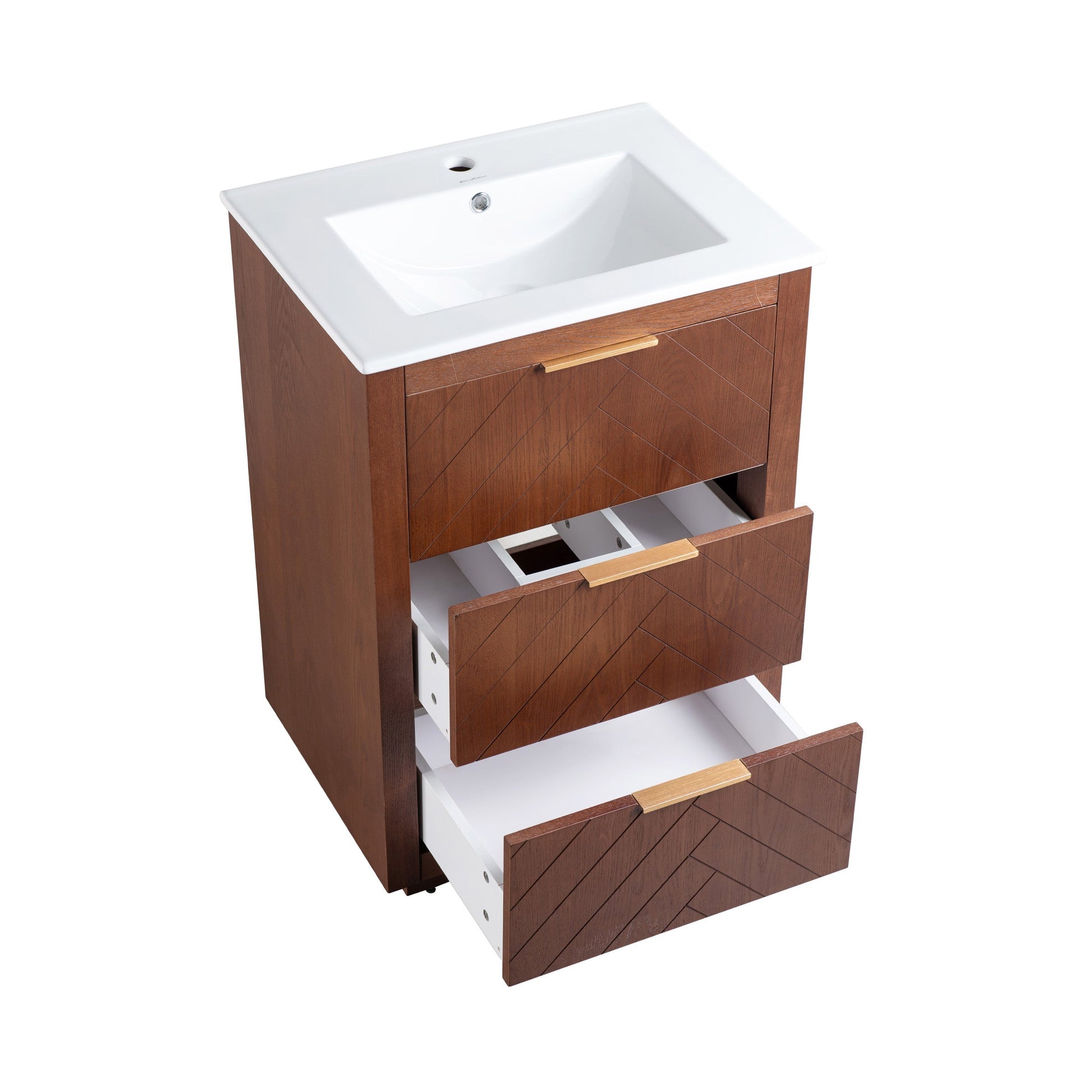 Brown Oak / White / 1-Hole