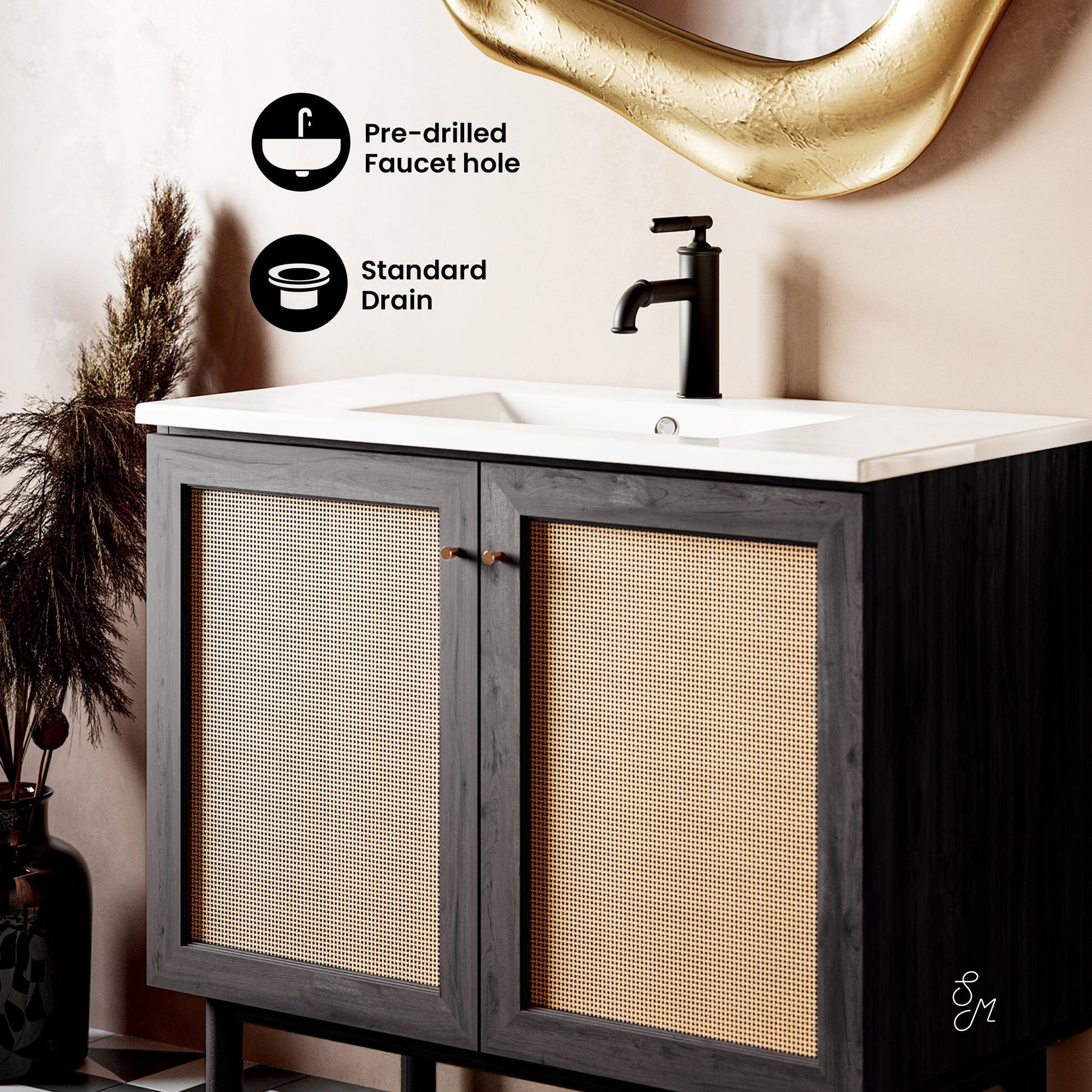 Black Oak / White / 1-Hole