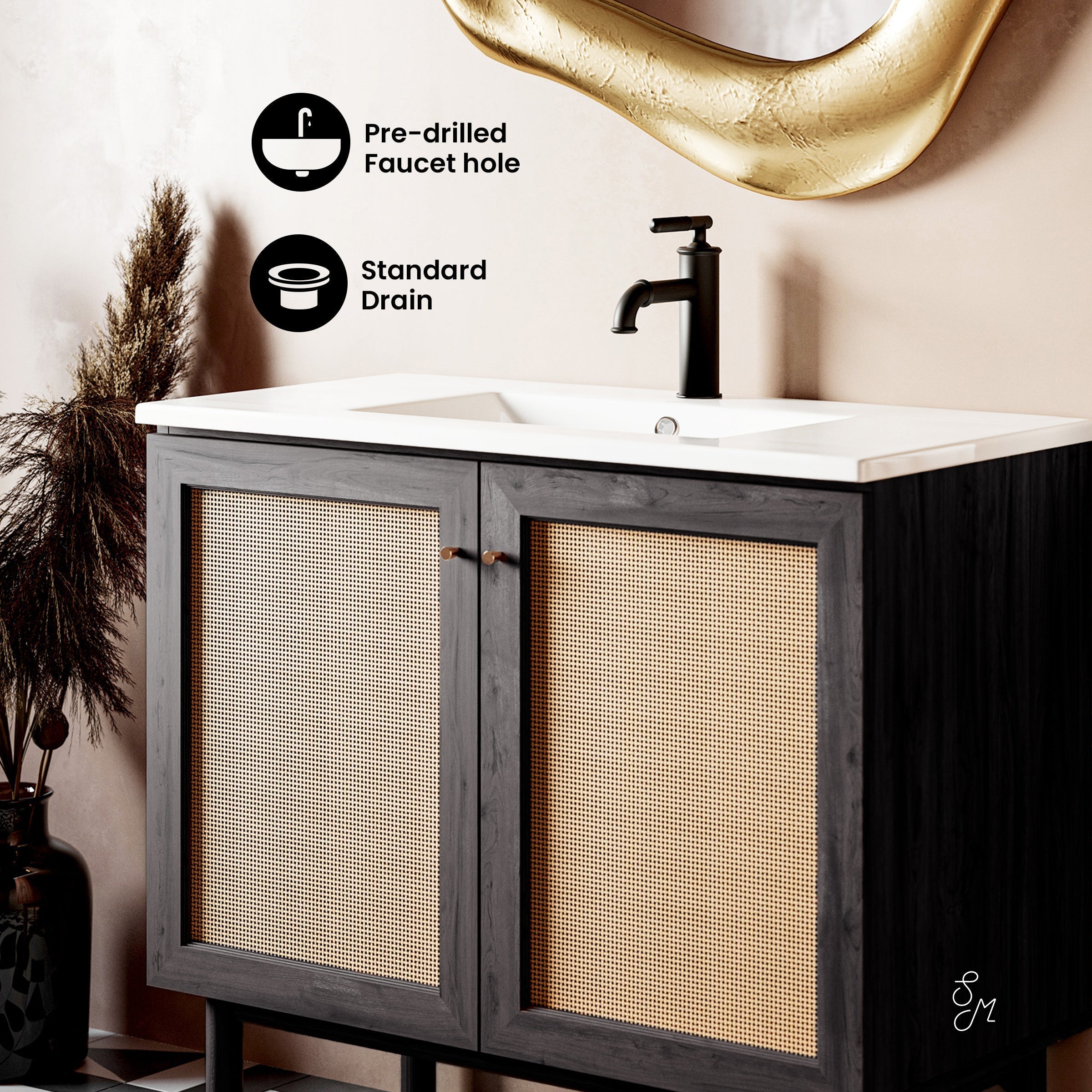 Black Oak / White / 1-Hole