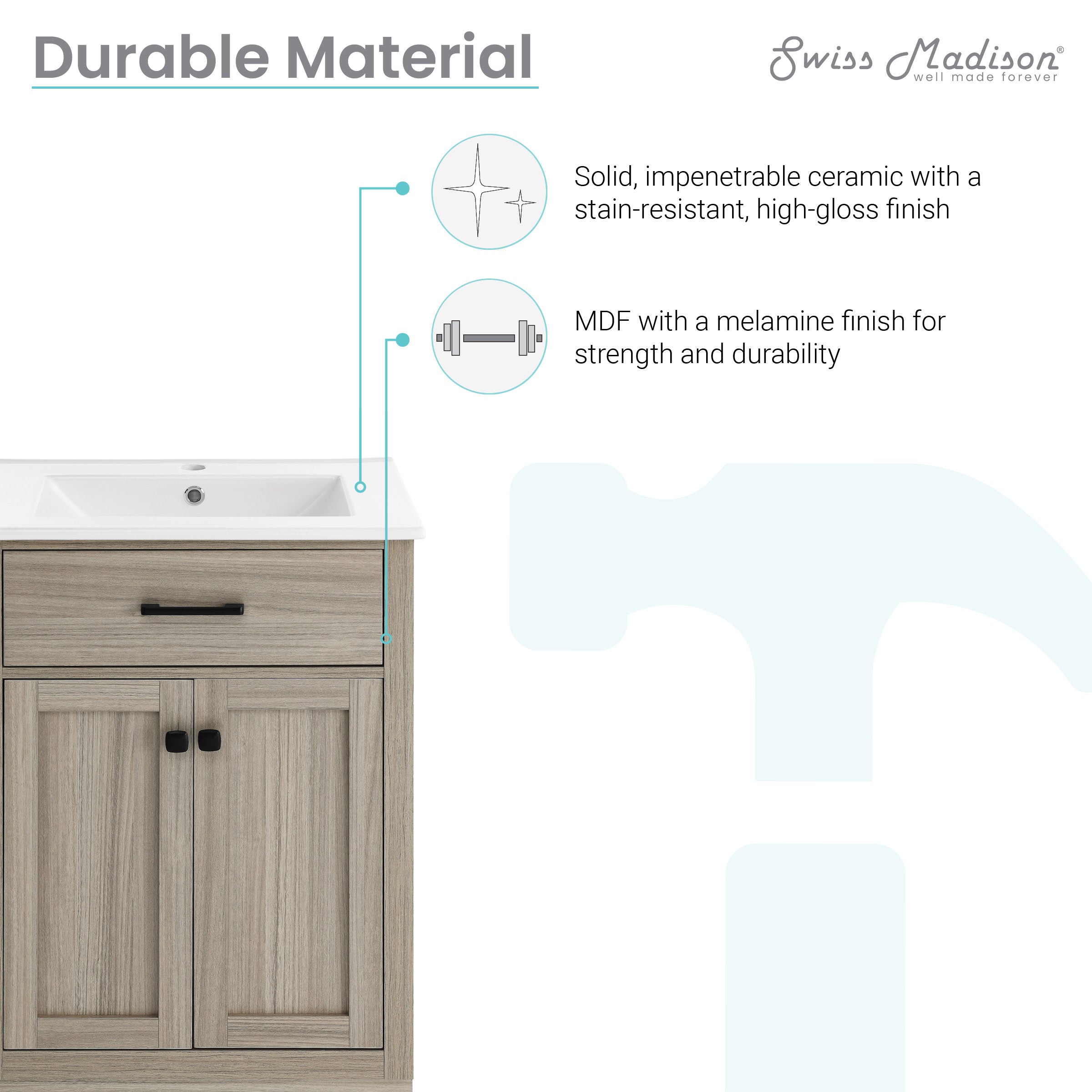 Weathered Oak / White / 1-Hole
