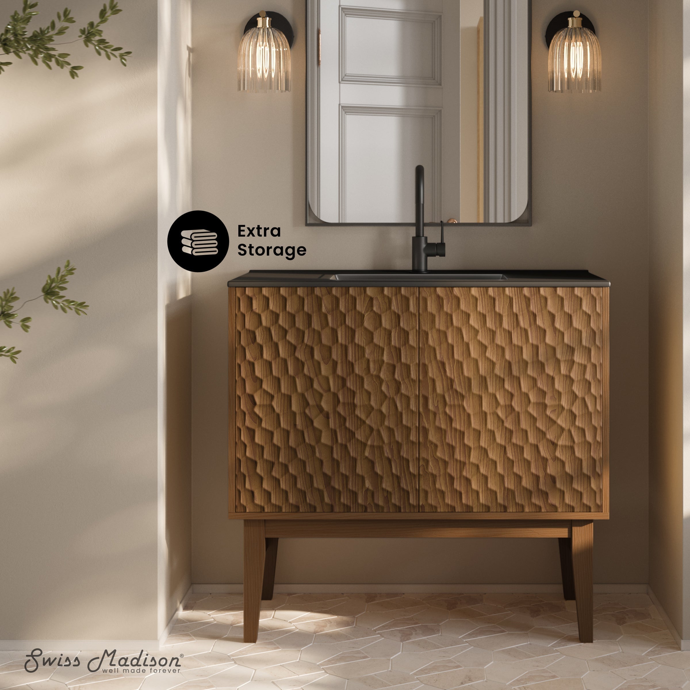 Brown Oak / Matte Black / 1-Hole