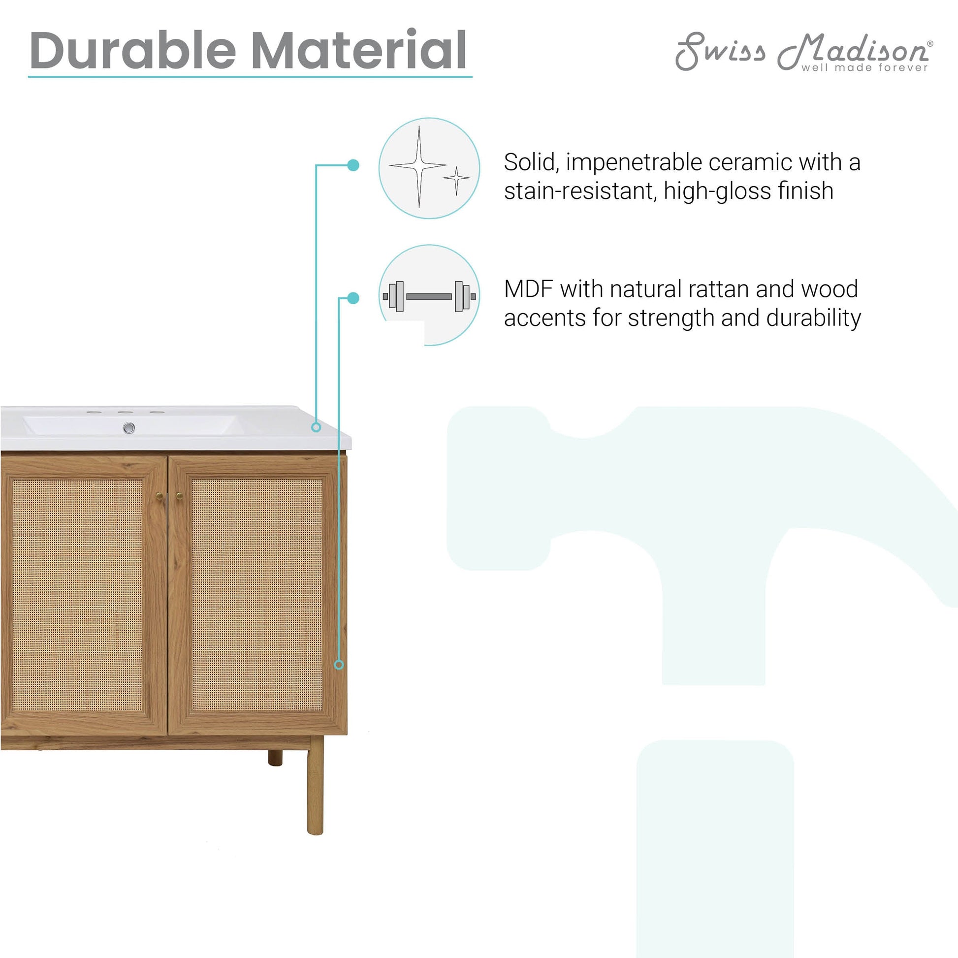 Golden Oak / White / 3-Hole