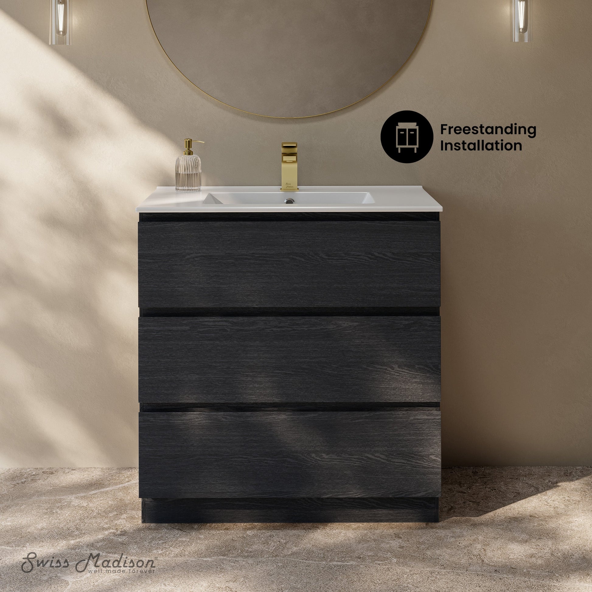 Black Oak / Glossy White / 1-Hole