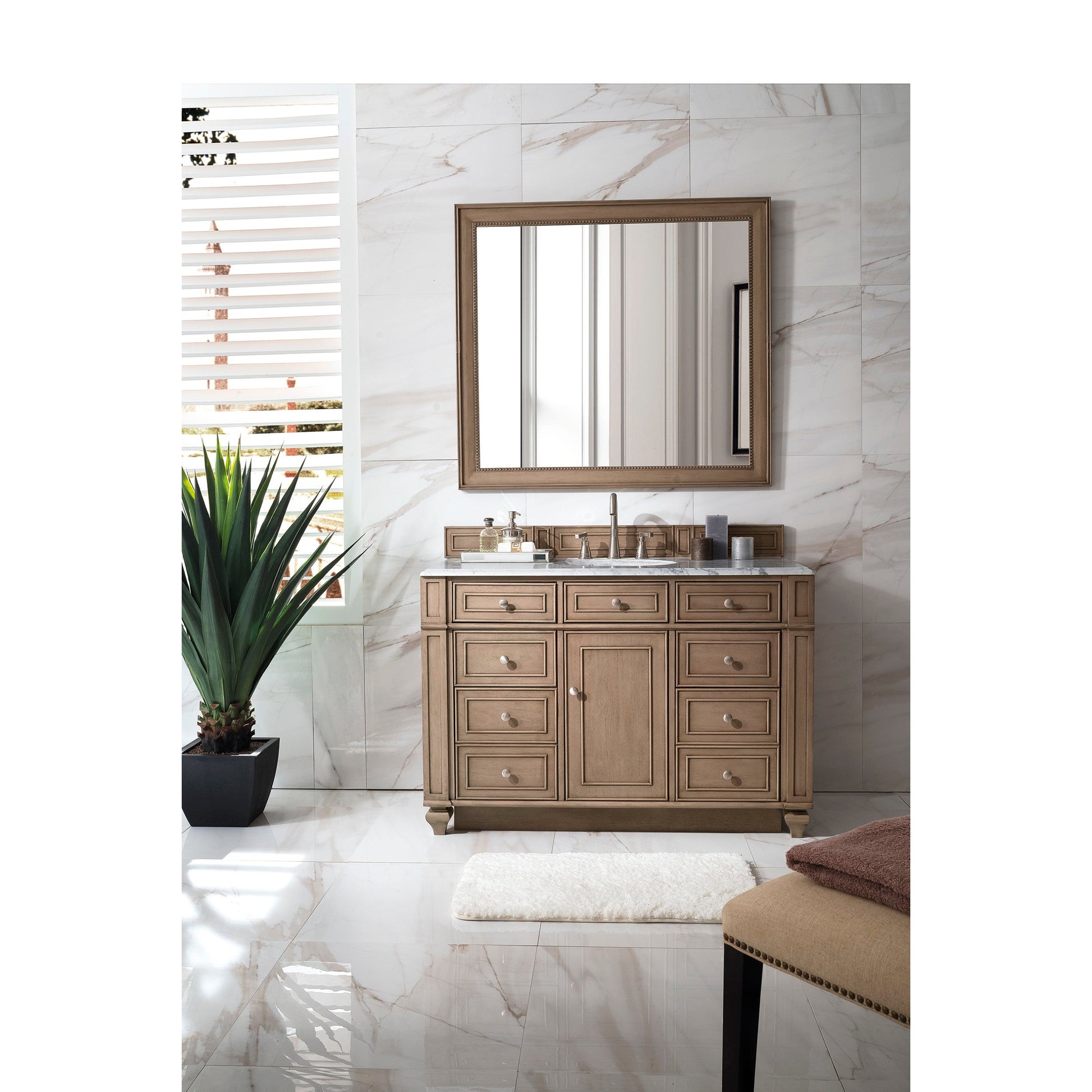 Whitewashed Walnut / Carrara White - 3 Faucet Holes