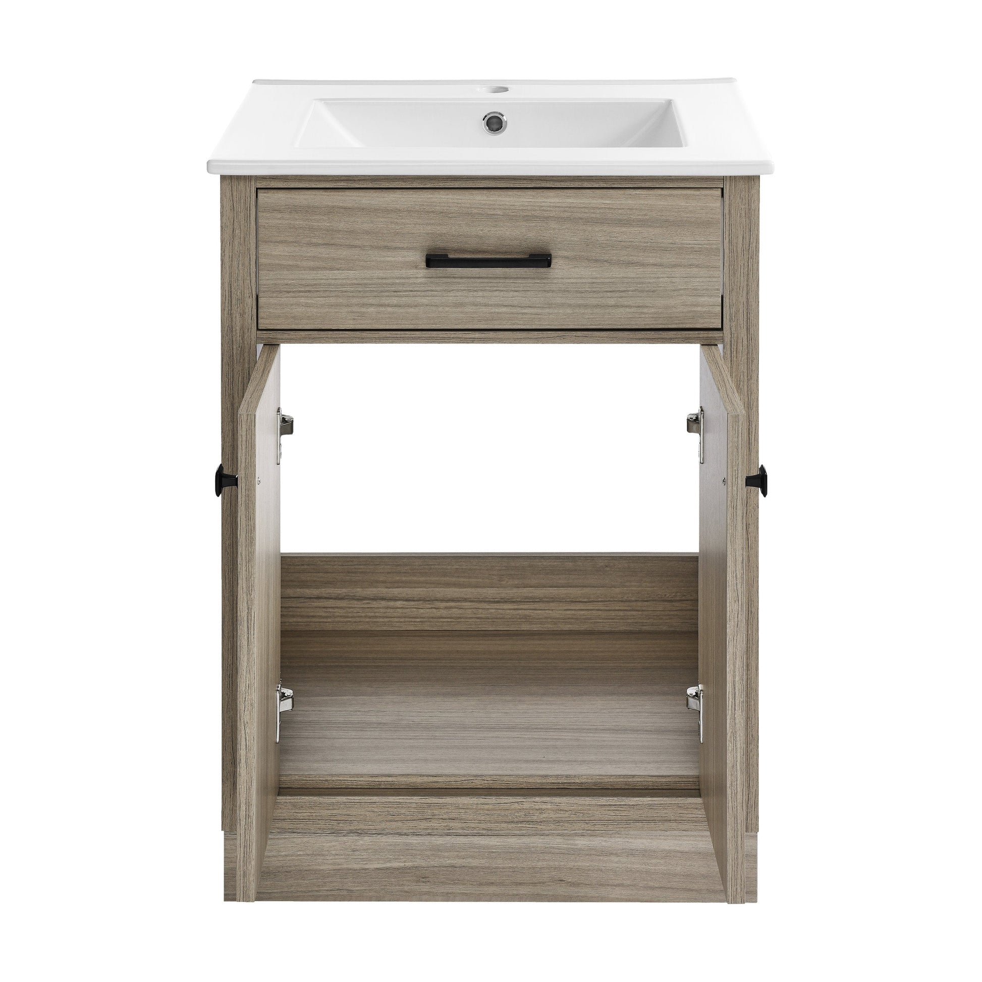 Weathered Oak / White / 1-Hole