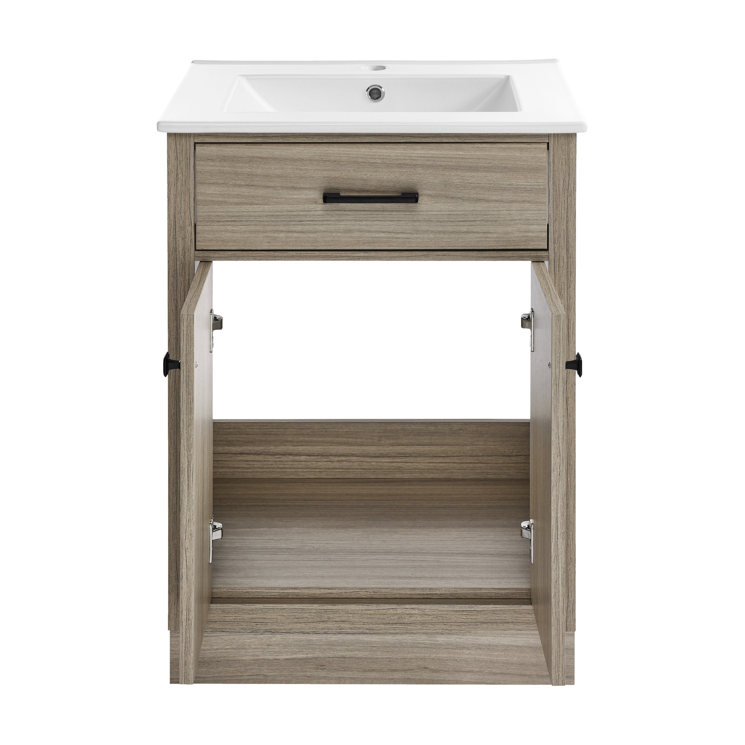Weathered Oak / White / 1-Hole