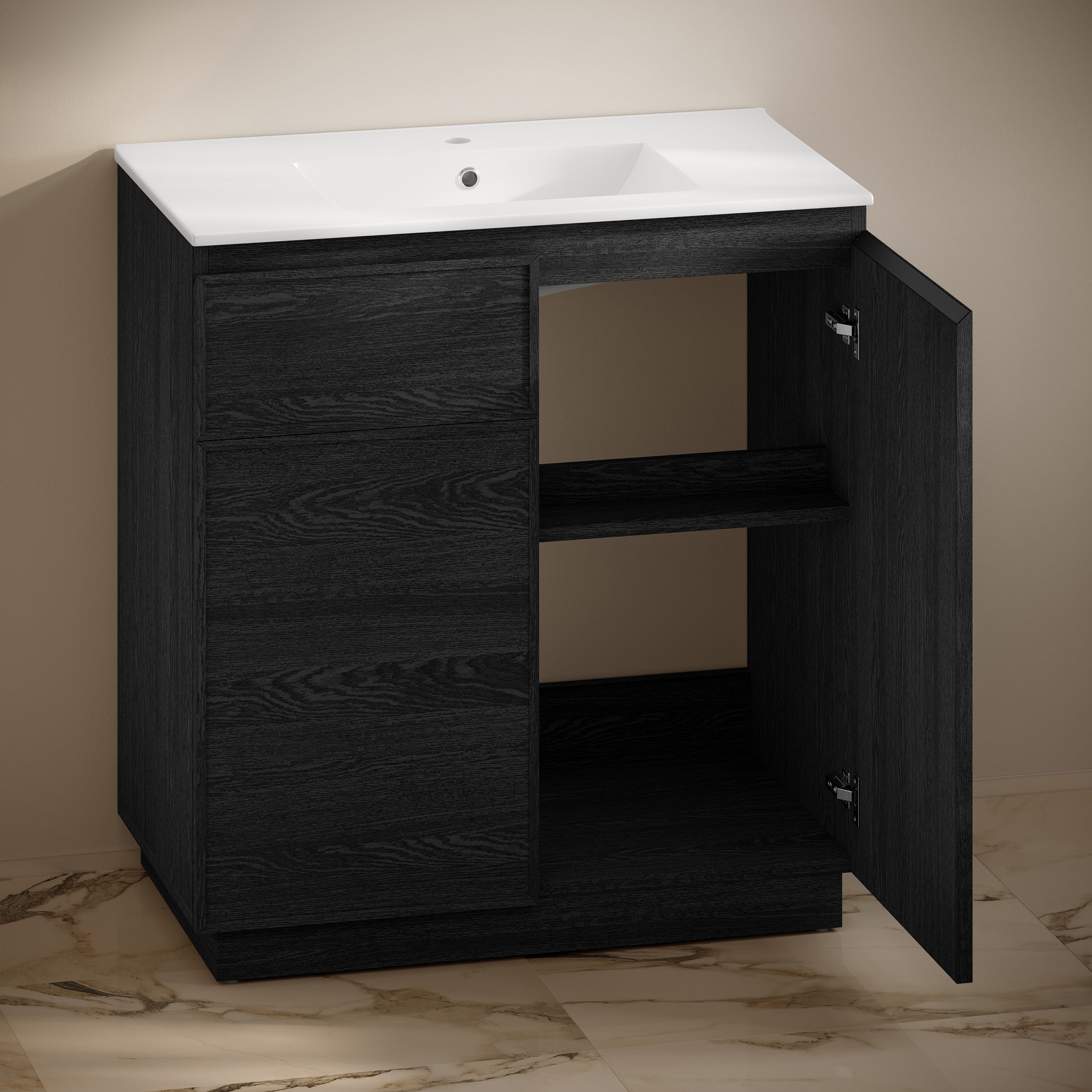 Black Oak / White / 1-Hole