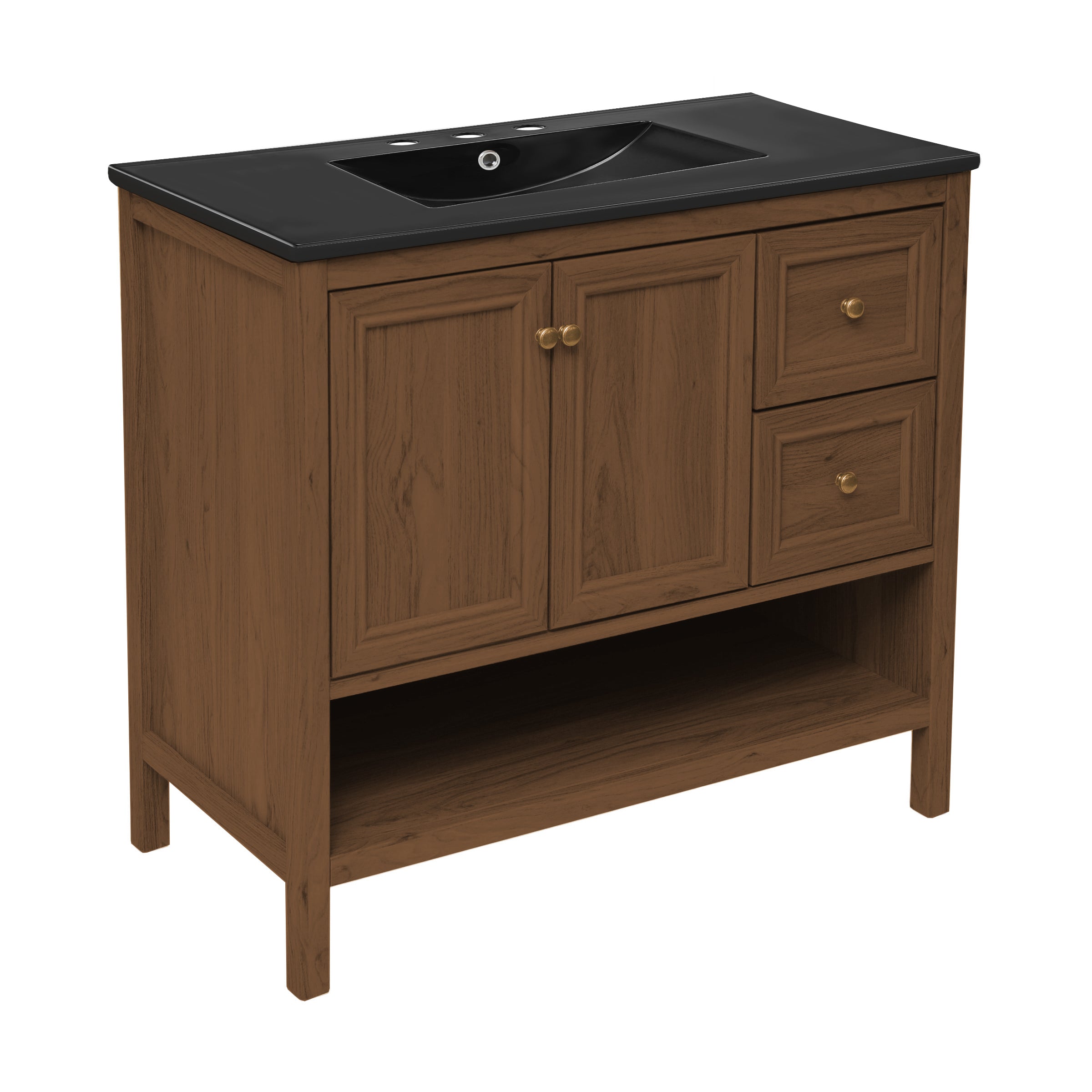 Brown Oak / Black / 3-Hole