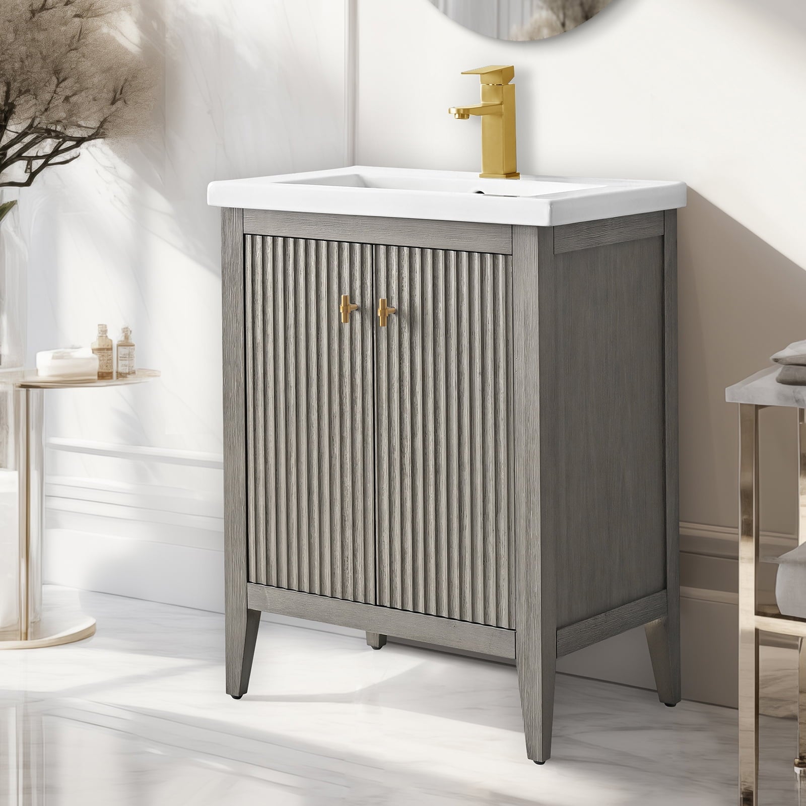 Linear Driftwood Gray / Golden Brushed