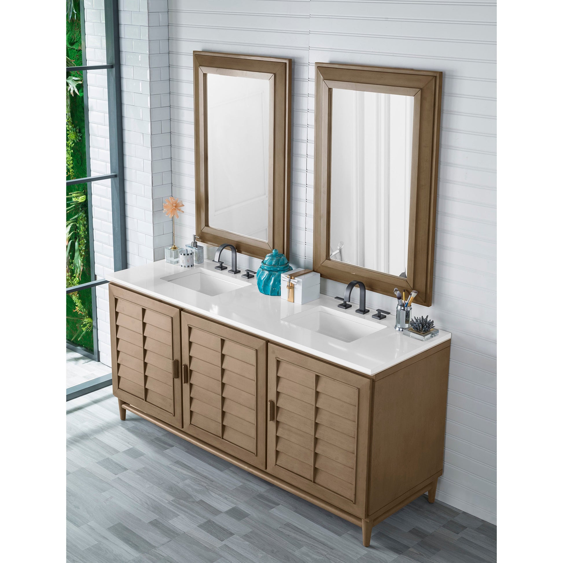 Whitewashed Walnut / White Zeus - 3 Faucet Holes